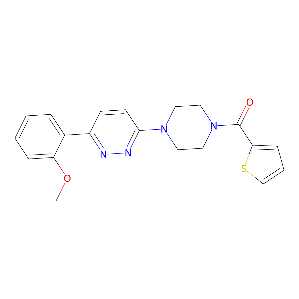 (4-(6-(2-Methoxyphenyl)pyridazin-3-yl)piperazin-1-yl)(thiophen-2-yl)methanone molecular structure, CAS 1021256-41-6