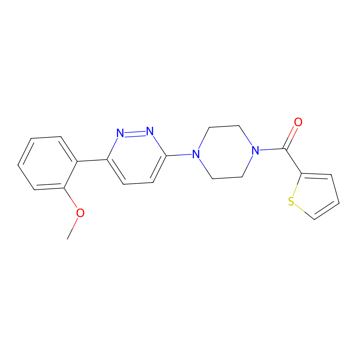 (4-(6-(2-Methoxyphenyl)pyridazin-3-yl)piperazin-1-yl)(thiophen-2-yl)methanone molecular structure, CAS 1021256-41-6