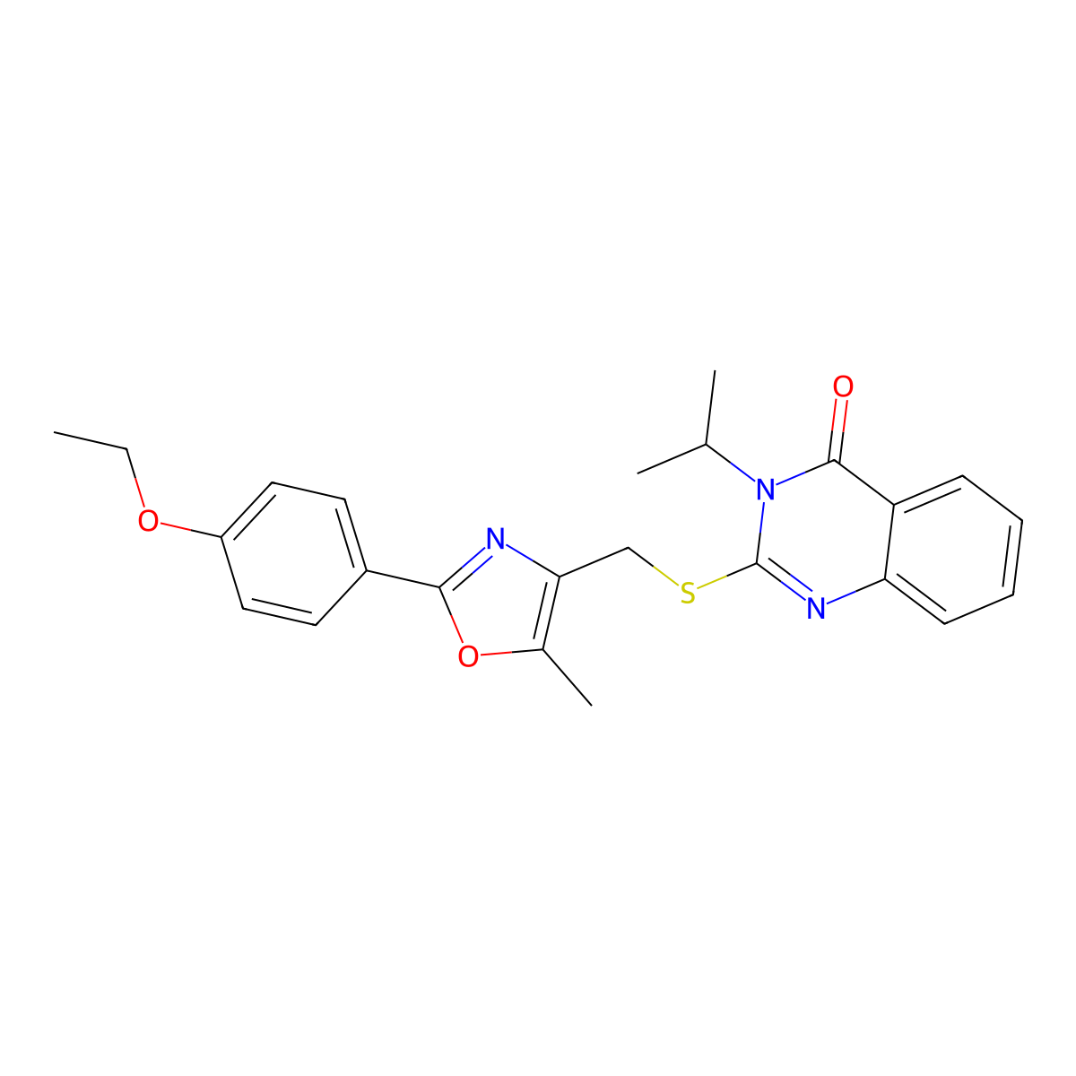 2-({[2-(4-Ethoxyphenyl)-5-methyl-1,3-oxazol-4-yl]methyl}sulfanyl)-3-(propan-2-yl)-3,4-dihydroquinazolin-4-one molecular structure, CAS 1021256-43-8