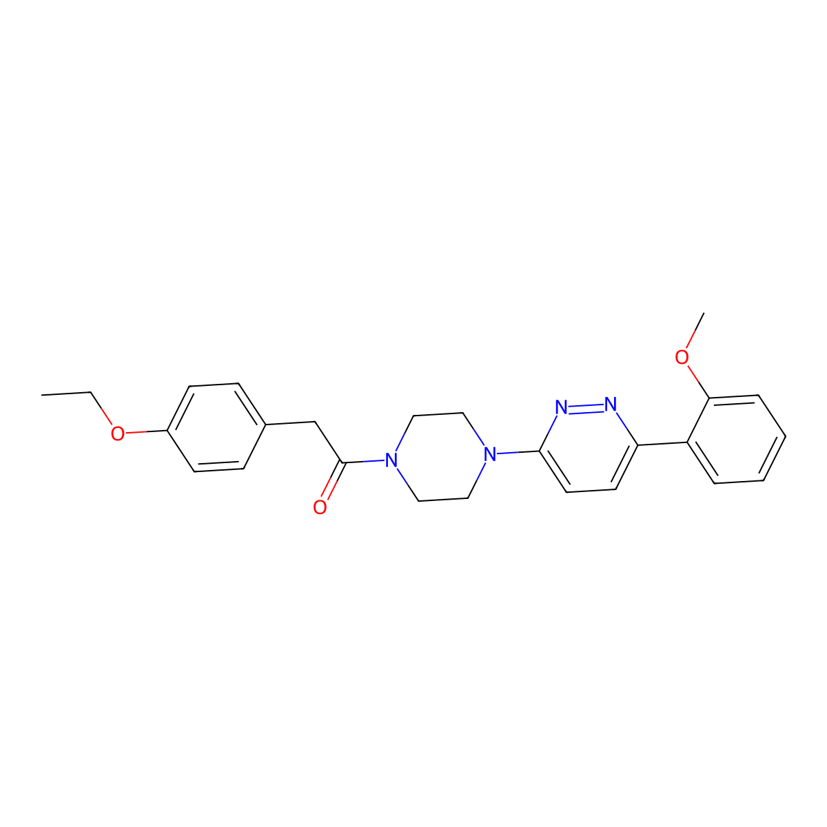 2-(4-Ethoxyphenyl)-1-(4-(6-(2-methoxyphenyl)pyridazin-3-yl)piperazin-1-yl)ethanone molecular structure, CAS 1021256-50-7