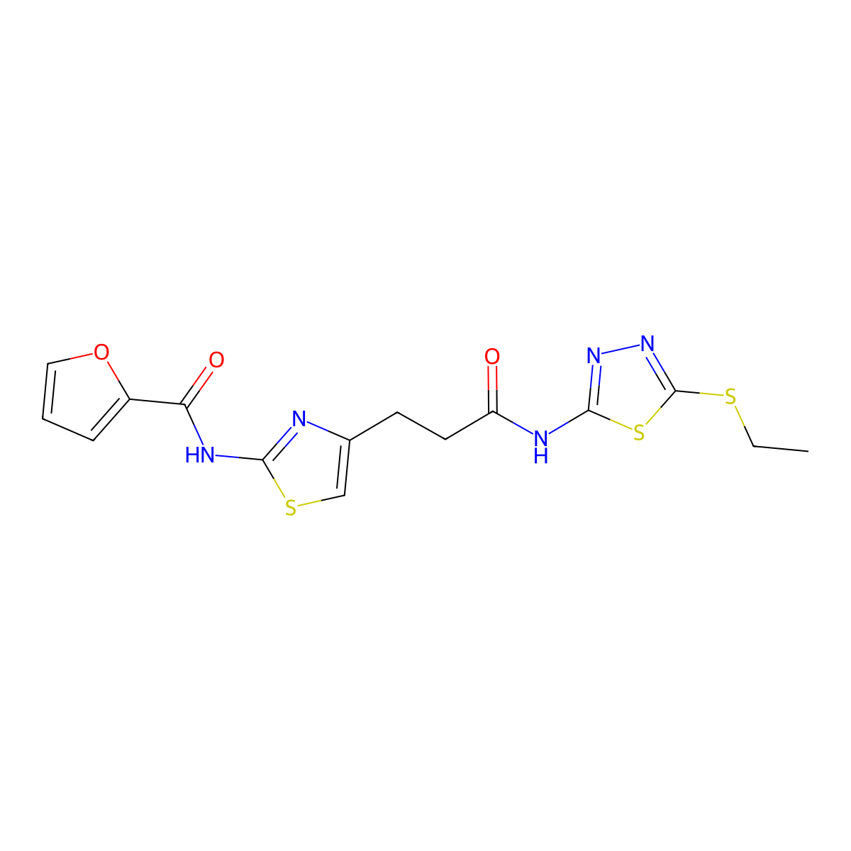 N-(4-(3-((5-(ethylthio)-1,3,4-thiadiazol-2-yl)amino)-3-oxopropyl)thiazol-2-yl)furan-2-carboxamide molecular structure, CAS 1021256-51-8