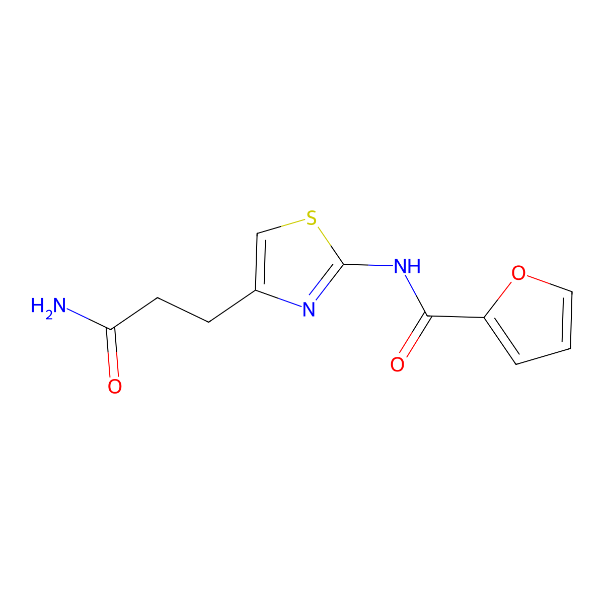 N-(4-(3-amino-3-oxopropyl)thiazol-2-yl)furan-2-carboxamide molecular structure, CAS 1021256-54-1