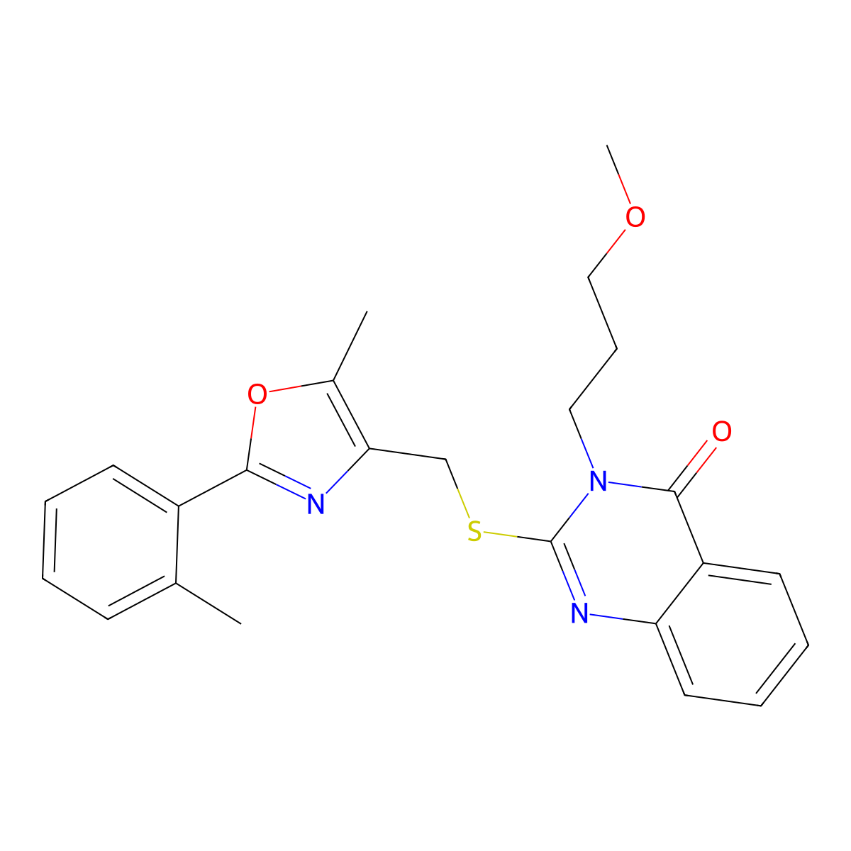3-(3-Methoxypropyl)-2-({[5-methyl-2-(2-methylphenyl)-1,3-oxazol-4-yl]methyl}sulfanyl)-3,4-dihydroquinazolin-4-one molecular structure, CAS 1021256-55-2