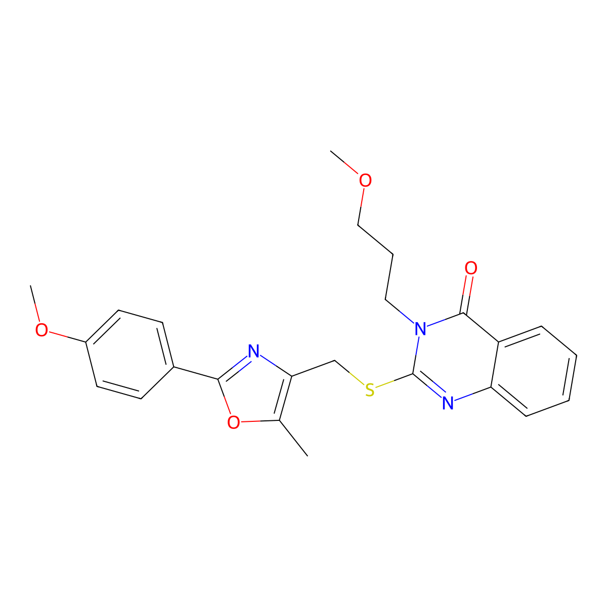 2-({[2-(4-Methoxyphenyl)-5-methyl-1,3-oxazol-4-yl]methyl}sulfanyl)-3-(3-methoxypropyl)-3,4-dihydroquinazolin-4-one molecular structure, CAS 1021256-58-5