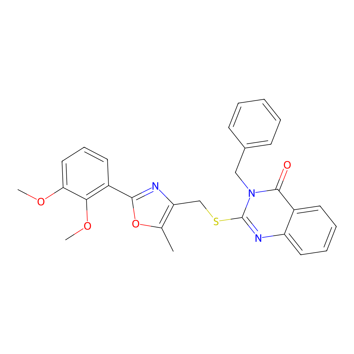 3-Benzyl-2-({[2-(2,3-dimethoxyphenyl)-5-methyl-1,3-oxazol-4-yl]methyl}sulfanyl)-3,4-dihydroquinazolin-4-one molecular structure, CAS 1021256-61-0