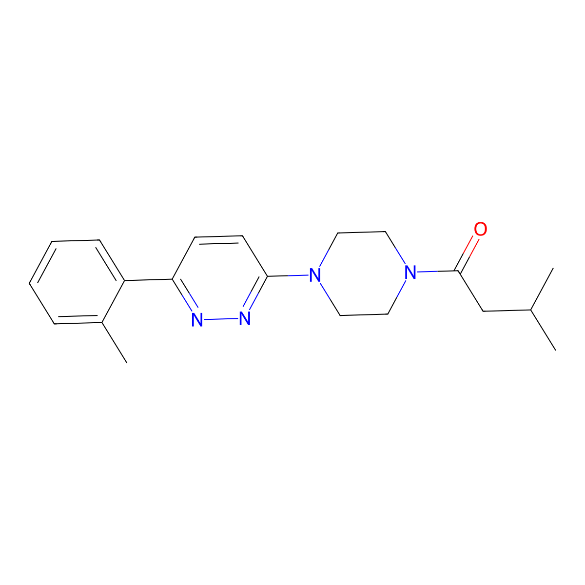 3-Methyl-1-{4-[6-(2-methylphenyl)pyridazin-3-yl]piperazin-1-yl}butan-1-one molecular structure, CAS 1021256-62-1