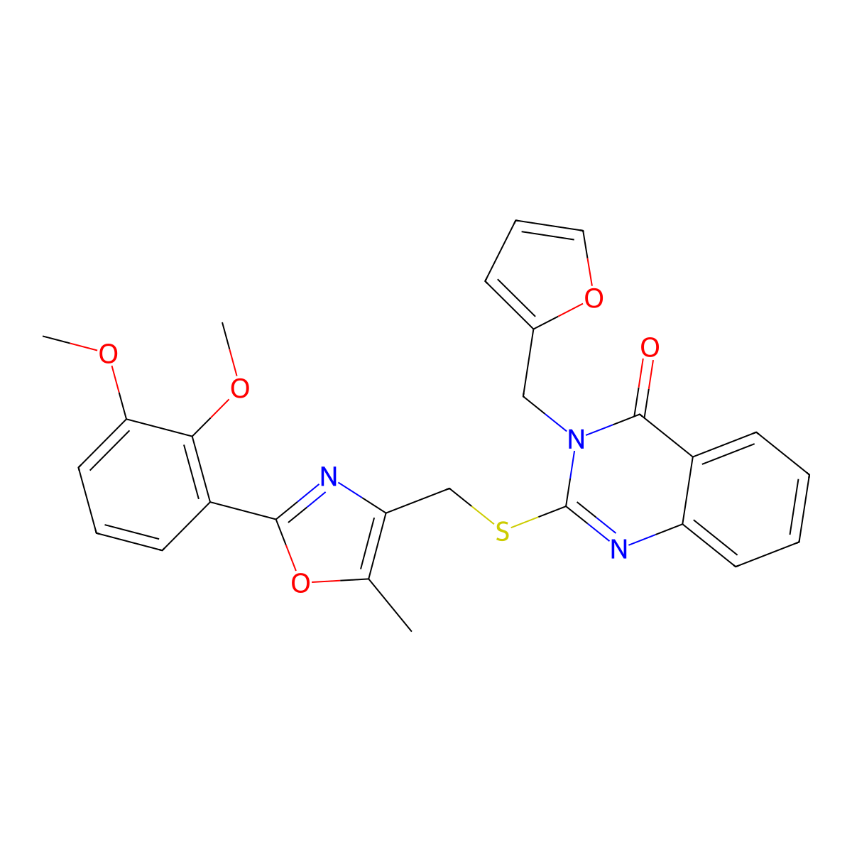 2-({[2-(2,3-Dimethoxyphenyl)-5-methyl-1,3-oxazol-4-yl]methyl}sulfanyl)-3-[(furan-2-yl)methyl]-3,4-dihydroquinazolin-4-one molecular structure, CAS 1021256-67-6