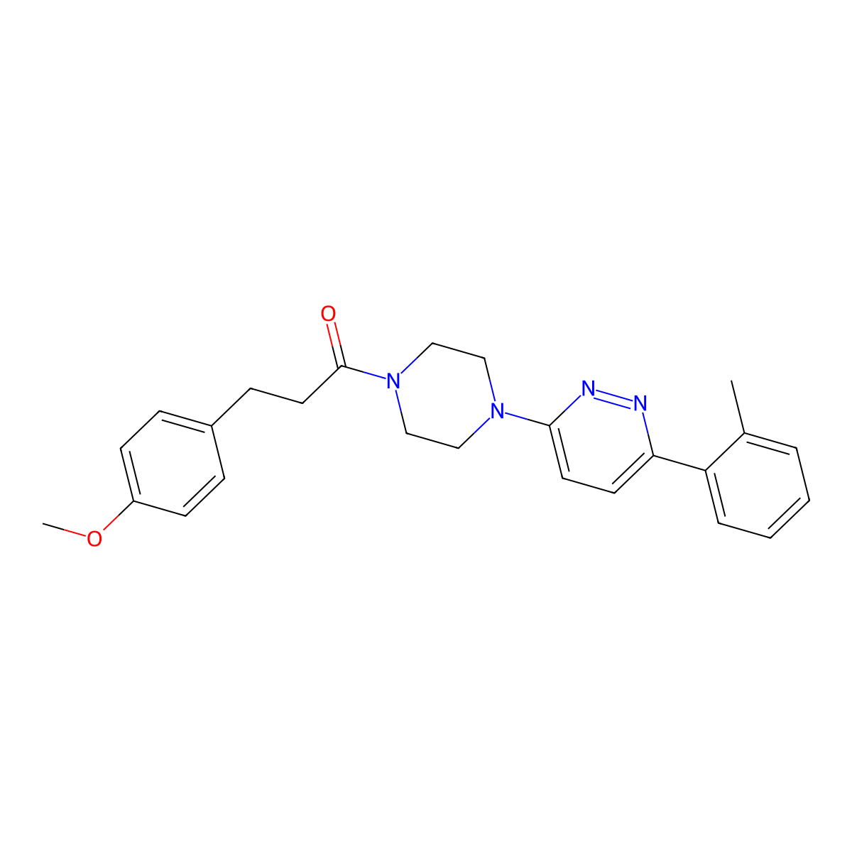 3-(4-Methoxyphenyl)-1-(4-(6-(o-tolyl)pyridazin-3-yl)piperazin-1-yl)propan-1-one molecular structure, CAS 1021256-68-7