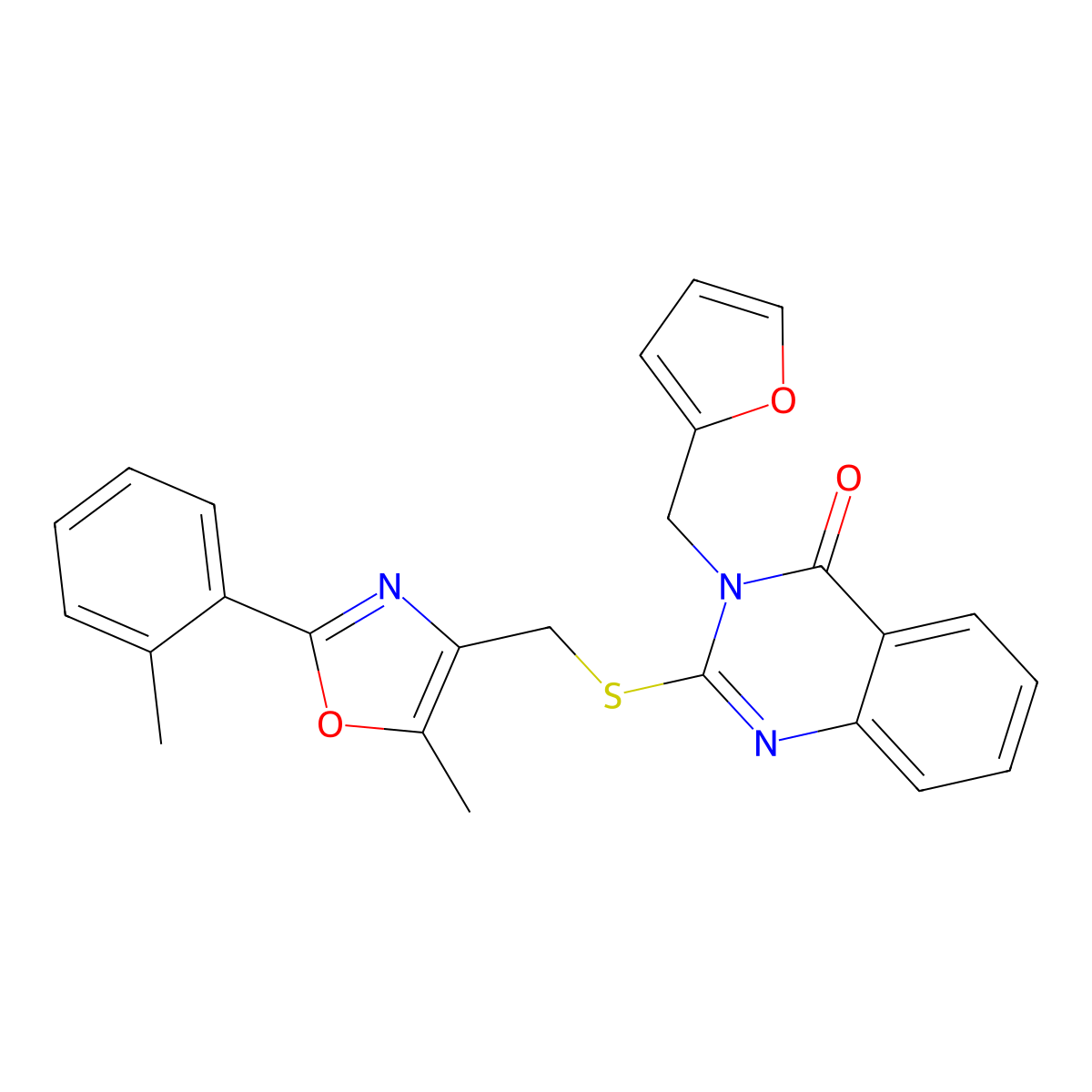 3-[(Furan-2-yl)methyl]-2-({[5-methyl-2-(2-methylphenyl)-1,3-oxazol-4-yl]methyl}sulfanyl)-3,4-dihydroquinazolin-4-one molecular structure, CAS 1021256-70-1