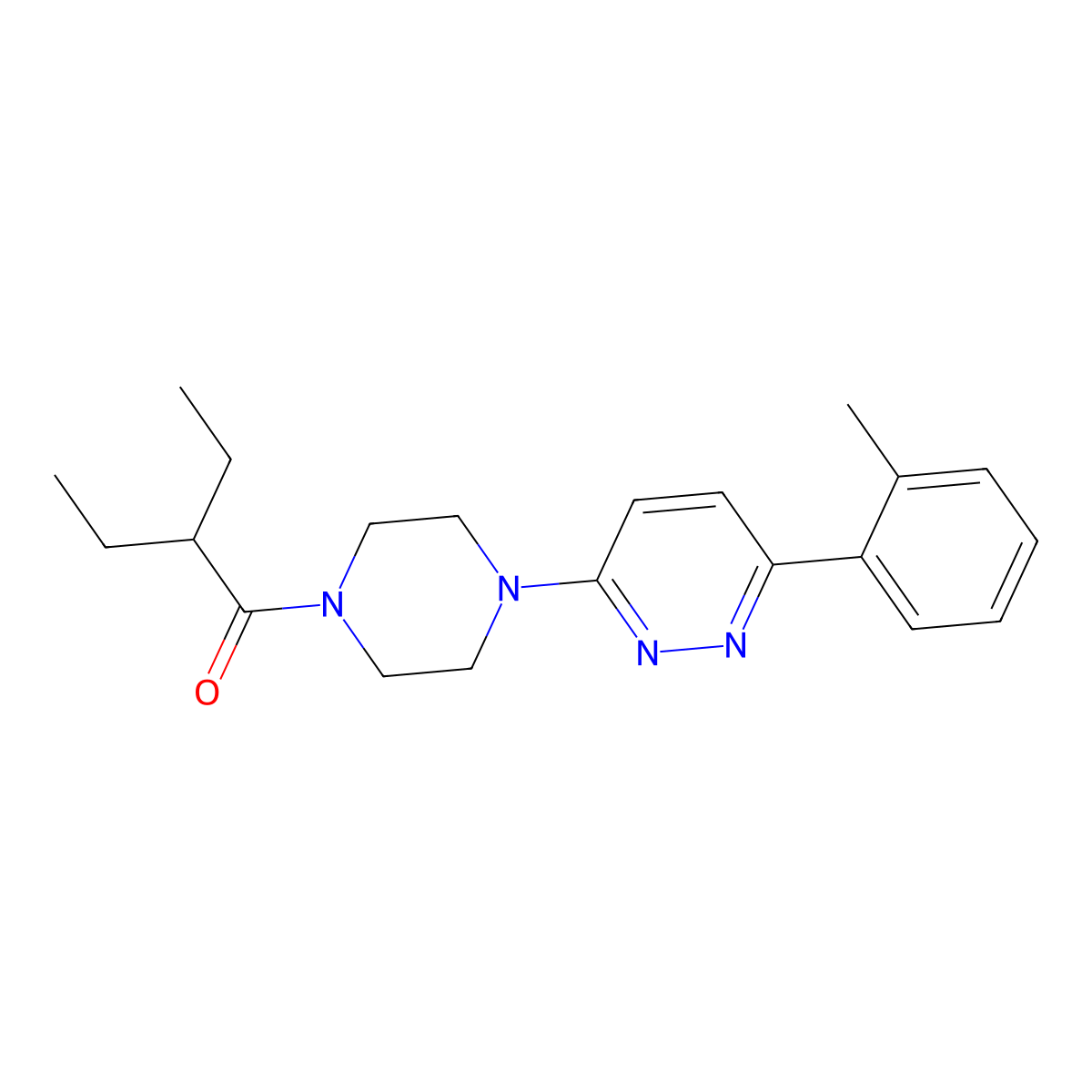 2-Ethyl-1-{4-[6-(2-methylphenyl)pyridazin-3-yl]piperazin-1-yl}butan-1-one molecular structure, CAS 1021256-71-2