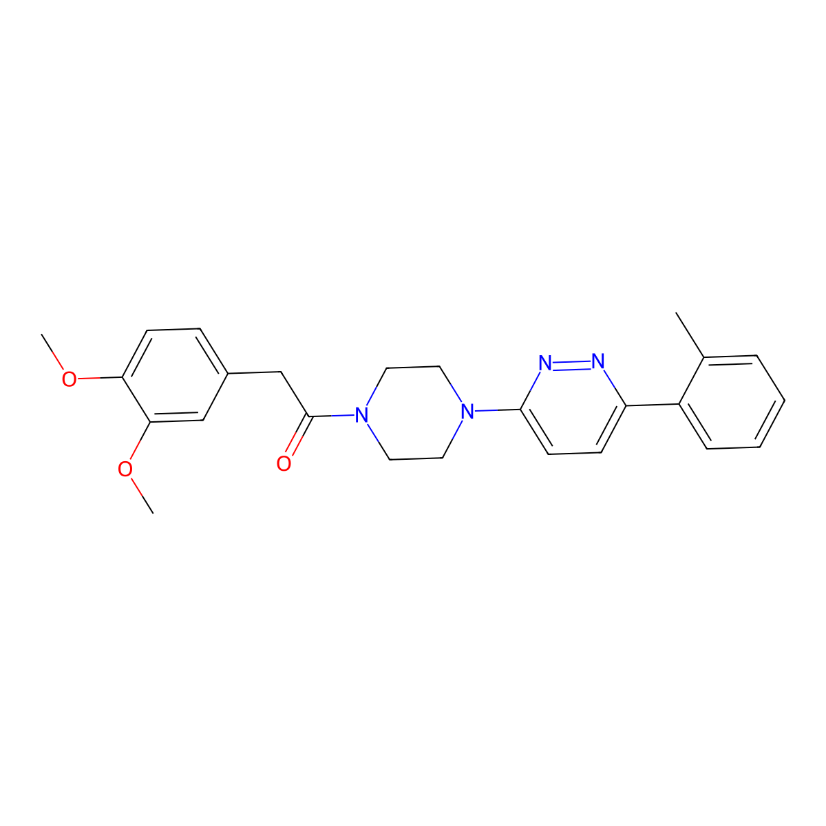 2-(3,4-Dimethoxyphenyl)-1-(4-(6-(o-tolyl)pyridazin-3-yl)piperazin-1-yl)ethanone molecular structure, CAS 1021256-74-5