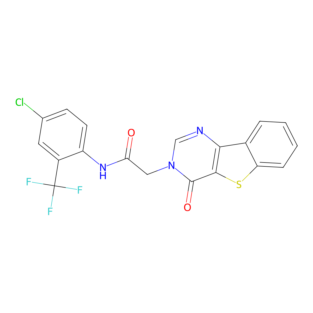 N-[4-chloro-2-(trifluoromethyl)phenyl]-2-(4-oxo[1]benzothieno[3,2-d]pyrimidin-3(4H)-yl)acetamide molecular structure, CAS 1021256-85-8