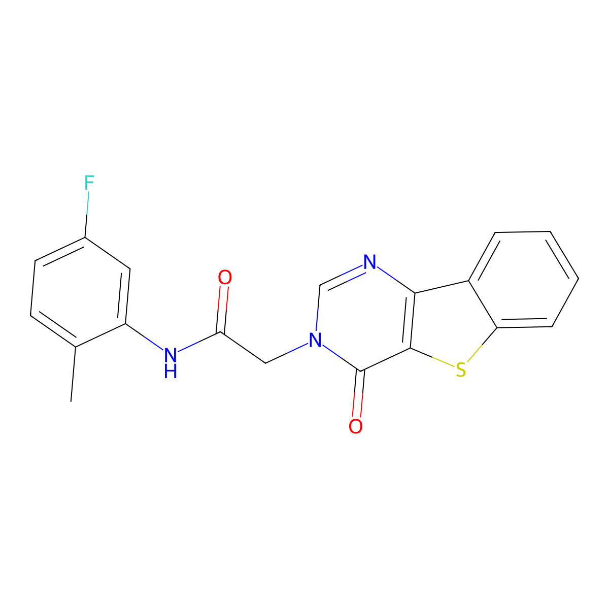 N-(5-fluoro-2-methylphenyl)-2-(4-oxo[1]benzothieno[3,2-d]pyrimidin-3(4H)-yl)acetamide molecular structure, CAS 1021256-90-5