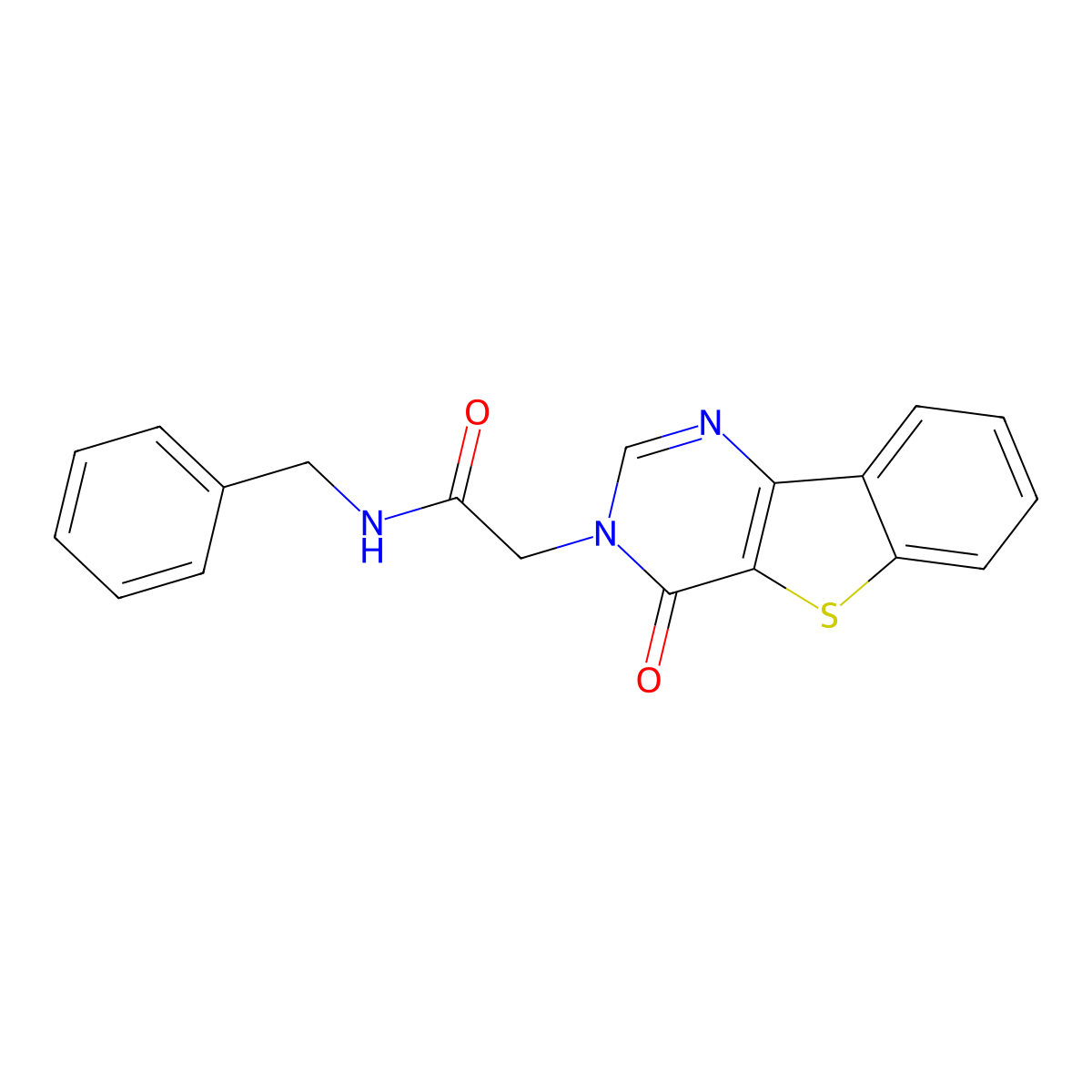N-benzyl-2-(4-oxo[1]benzothieno[3,2-d]pyrimidin-3(4H)-yl)acetamide molecular structure, CAS 1021256-93-8