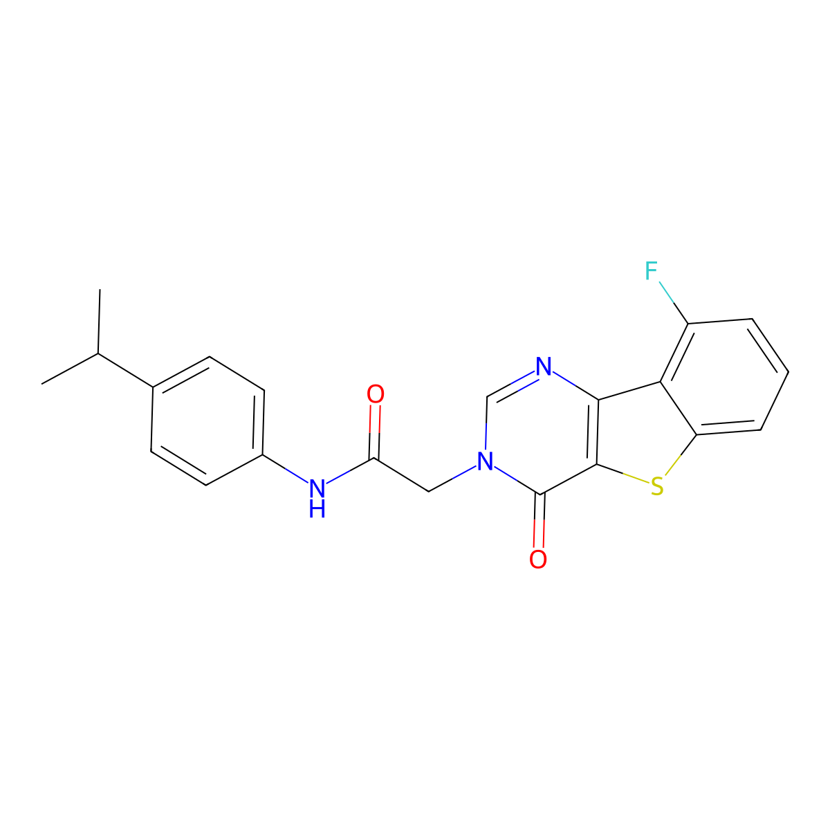 2-(9-fluoro-4-oxo[1]benzothieno[3,2-d]pyrimidin-3(4H)-yl)-N-(4-isopropylphenyl)acetamide molecular structure, CAS 1021256-96-1