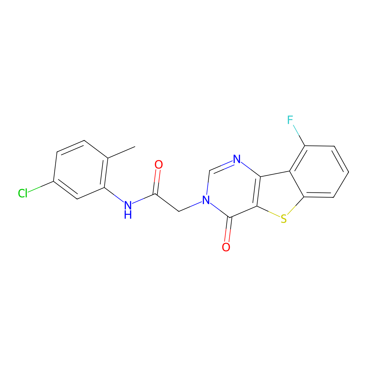 N-(5-chloro-2-methylphenyl)-2-(9-fluoro-4-oxo[1]benzothieno[3,2-d]pyrimidin-3(4H)-yl)acetamide molecular structure, CAS 1021256-98-3