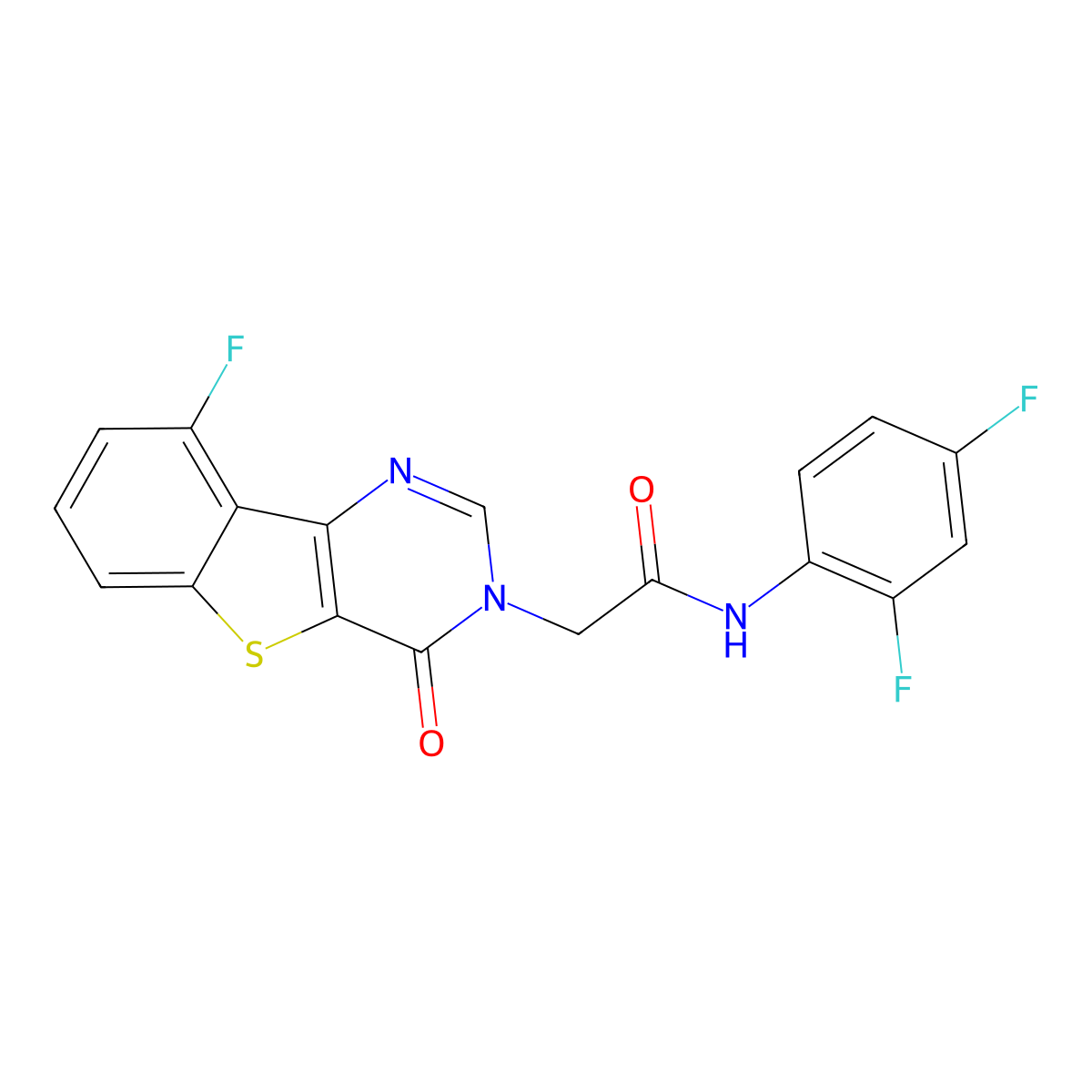 N-(2,4-difluorophenyl)-2-(9-fluoro-4-oxo[1]benzothieno[3,2-d]pyrimidin-3(4H)-yl)acetamide molecular structure, CAS 1021257-01-1