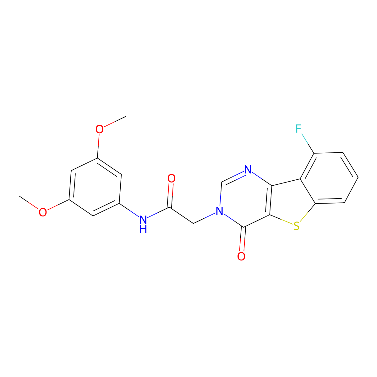 N-(3,5-dimethoxyphenyl)-2-(9-fluoro-4-oxo[1]benzothieno[3,2-d]pyrimidin-3(4H)-yl)acetamide molecular structure, CAS 1021257-04-4