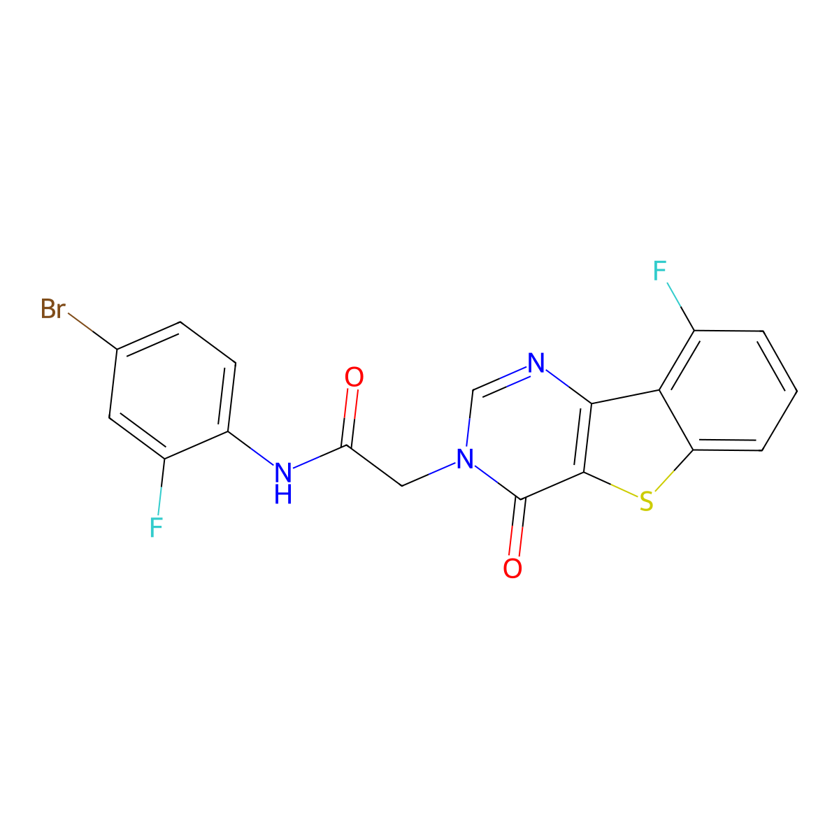 N-(4-bromo-2-fluorophenyl)-2-(9-fluoro-4-oxo[1]benzothieno[3,2-d]pyrimidin-3(4H)-yl)acetamide molecular structure, CAS 1021257-14-6