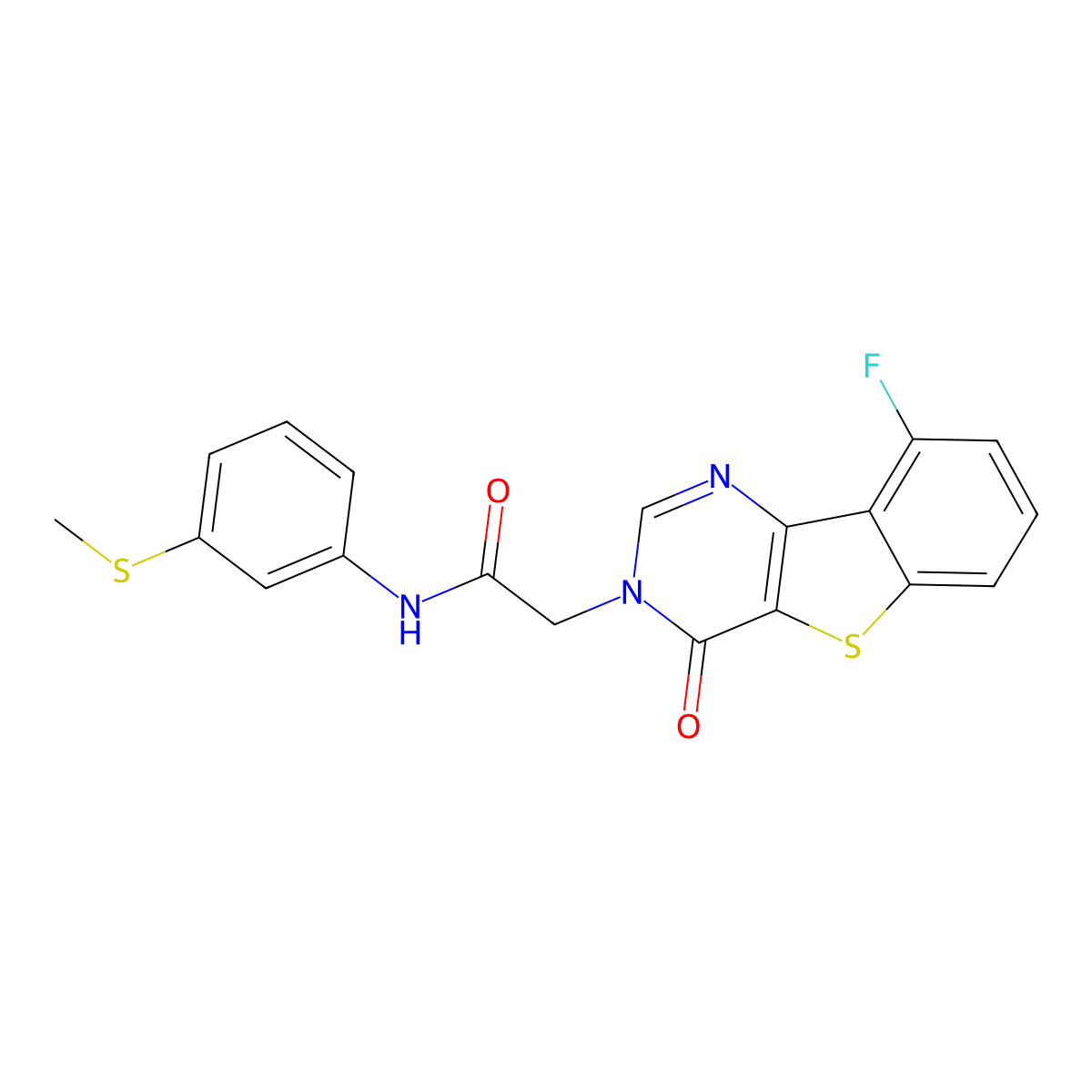 2-(9-fluoro-4-oxo[1]benzothieno[3,2-d]pyrimidin-3(4H)-yl)-N-[3-(methylthio)phenyl]acetamide molecular structure, CAS 1021257-16-8