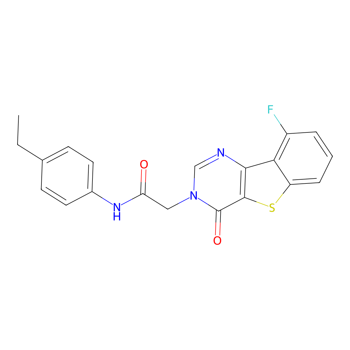N-(4-ethylphenyl)-2-(9-fluoro-4-oxo[1]benzothieno[3,2-d]pyrimidin-3(4H)-yl)acetamide molecular structure, CAS 1021257-17-9