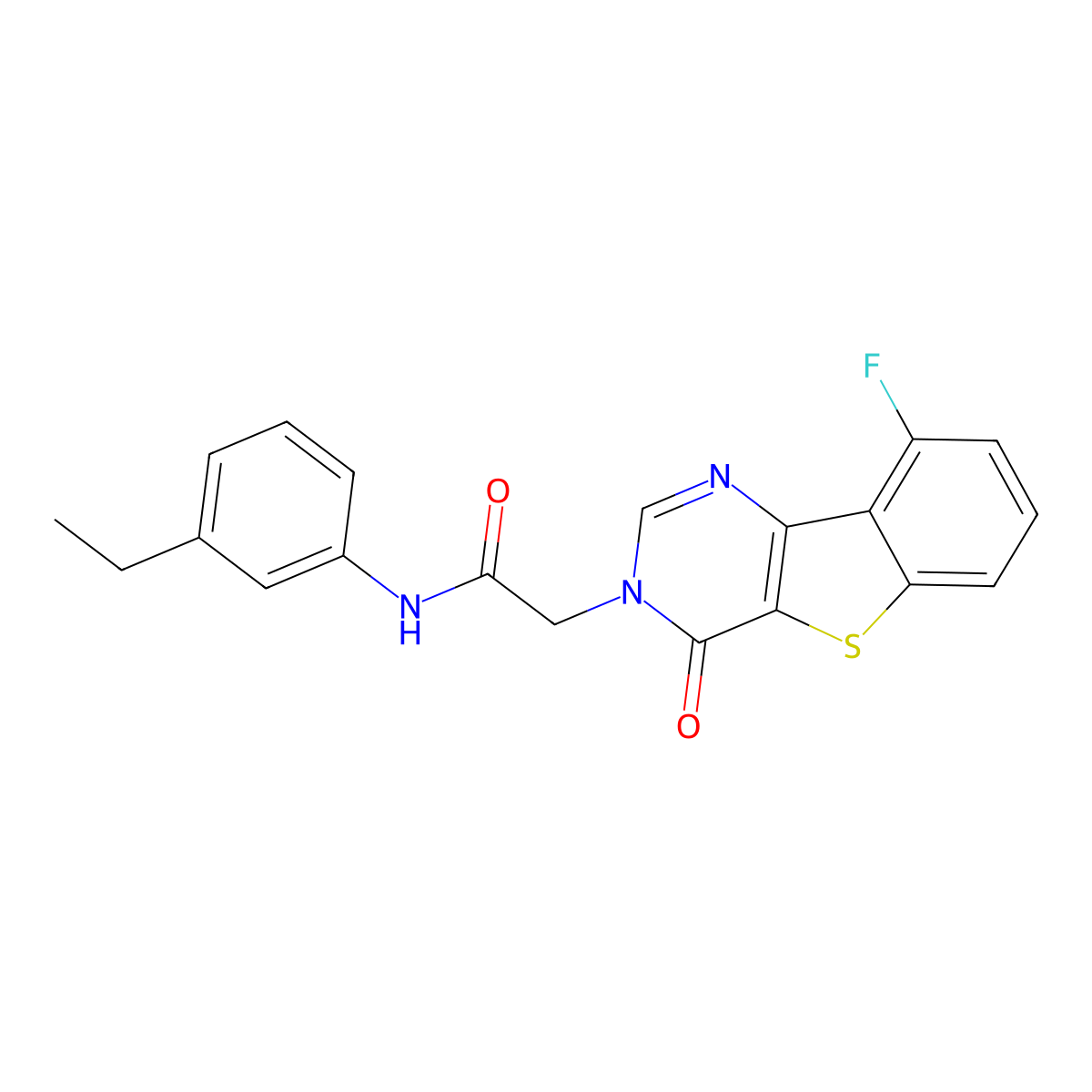 N-(3-ethylphenyl)-2-(9-fluoro-4-oxo[1]benzothieno[3,2-d]pyrimidin-3(4H)-yl)acetamide molecular structure, CAS 1021257-22-6