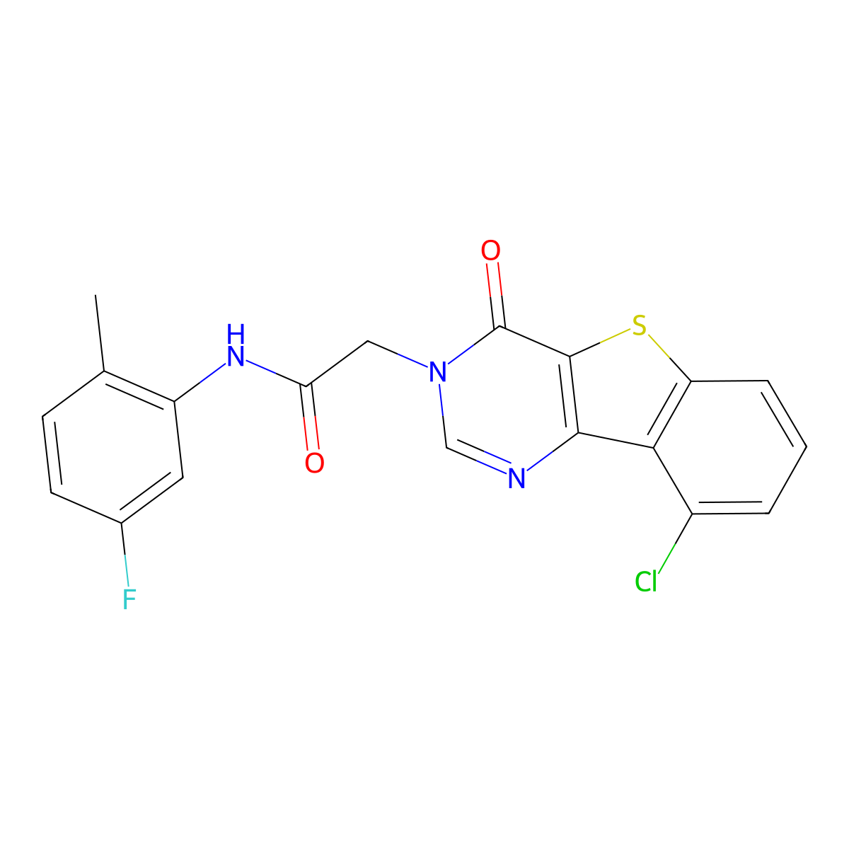 2-(9-chloro-4-oxo[1]benzothieno[3,2-d]pyrimidin-3(4H)-yl)-N-(5-fluoro-2-methylphenyl)acetamide molecular structure, CAS 1021257-27-1