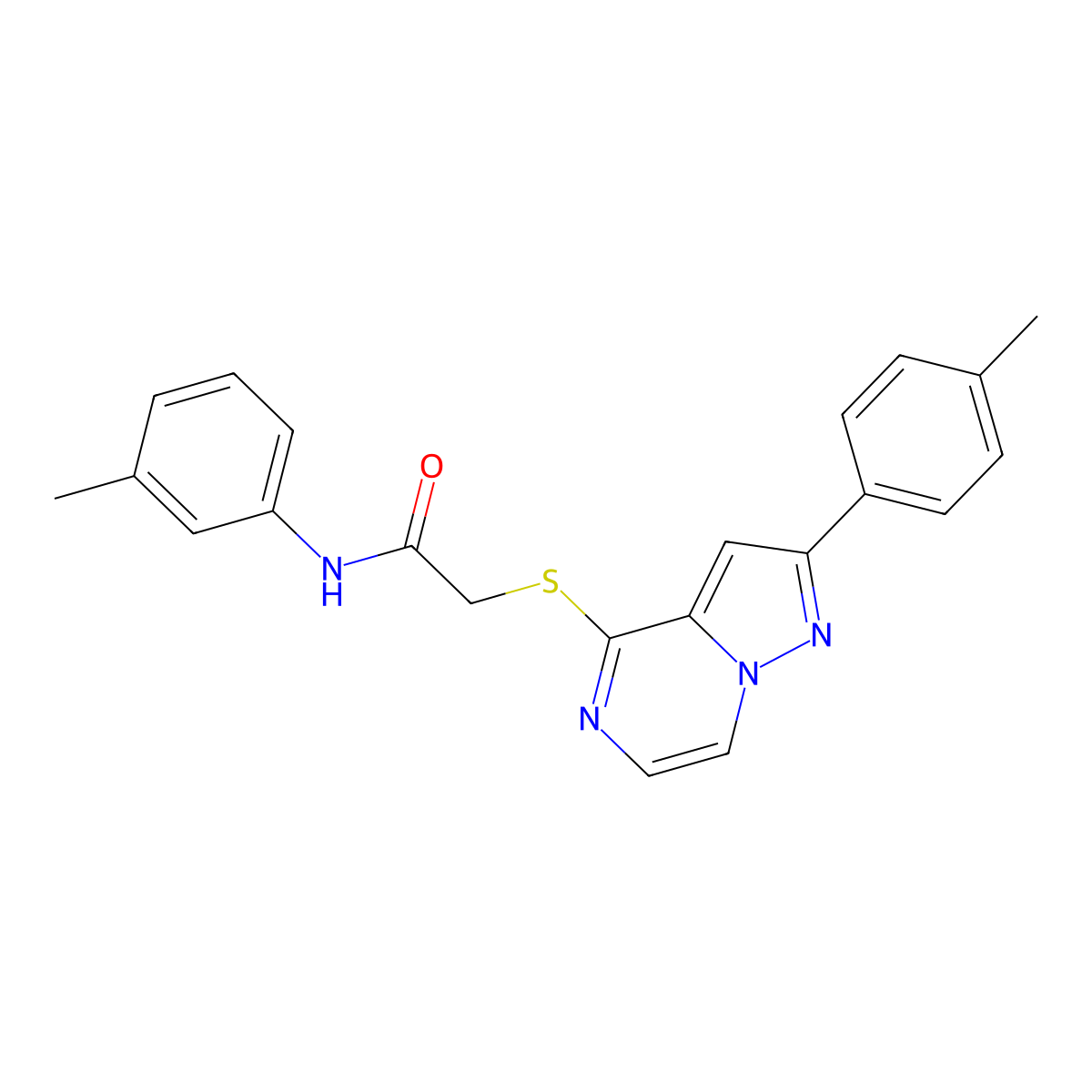 N-(3-Methylphenyl)-2-{[2-(4-methylphenyl)pyrazolo[1,5-A]pyrazin-4-YL]sulfanyl}acetamide molecular structure, CAS 1021257-28-2