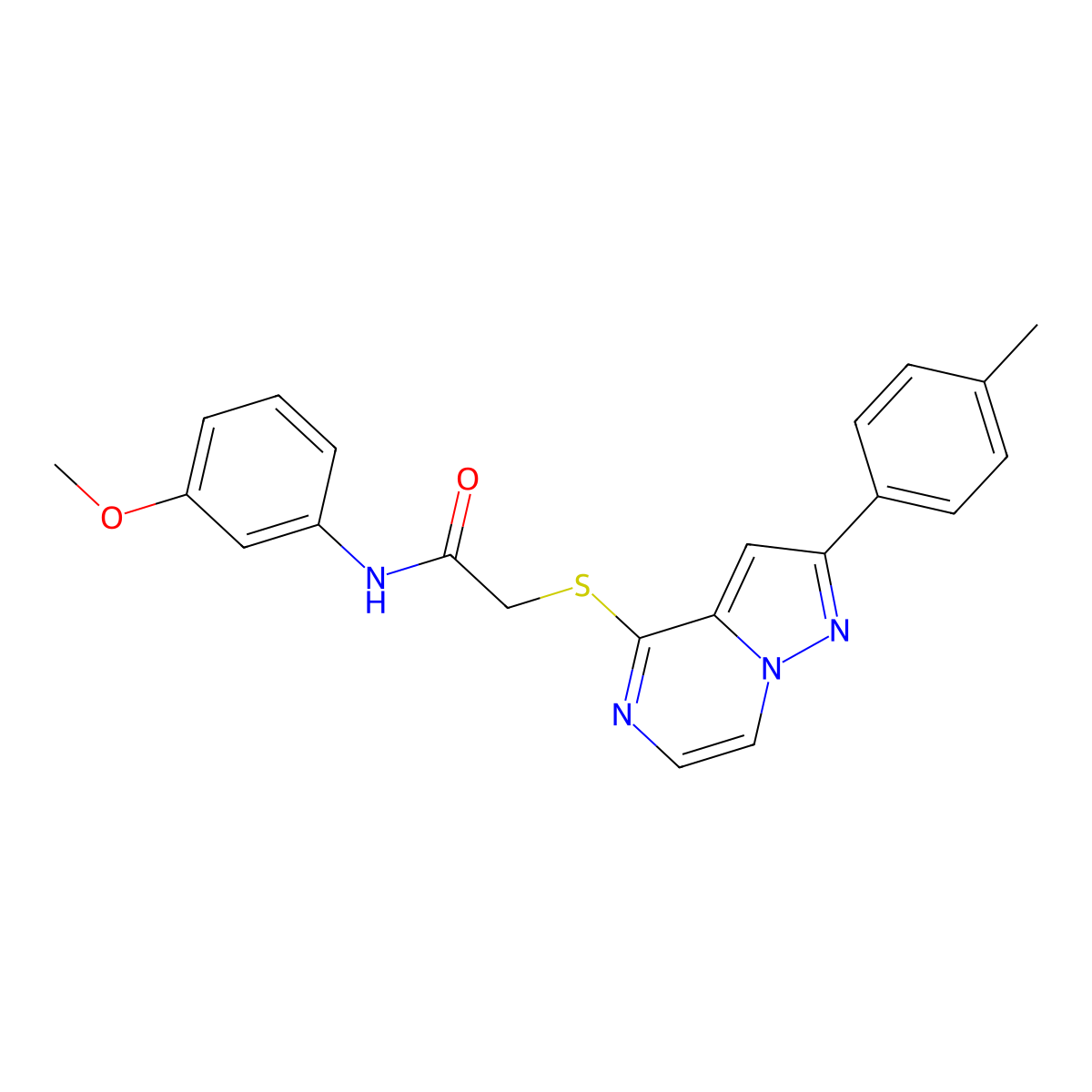N-(3-Methoxyphenyl)-2-{[2-(4-methylphenyl)pyrazolo[1,5-A]pyrazin-4-YL]sulfanyl}acetamide molecular structure, CAS 1021257-29-3