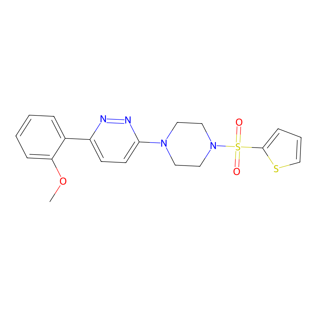 3-(2-Methoxyphenyl)-6-(4-(thiophen-2-ylsulfonyl)piperazin-1-yl)pyridazine molecular structure, CAS 1021257-43-1