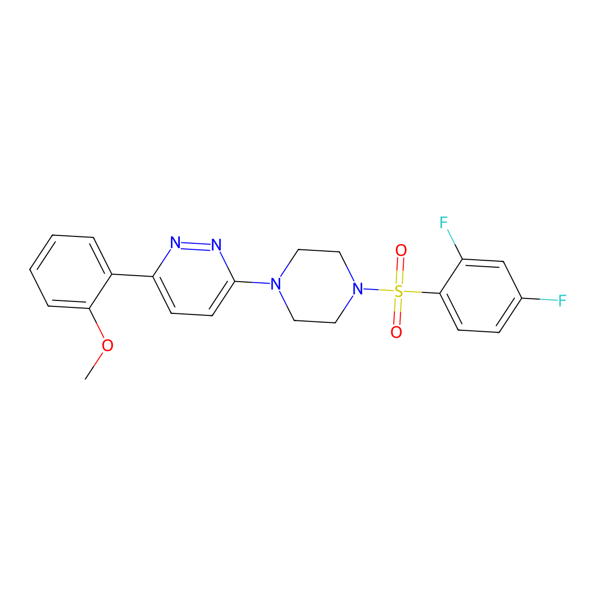 3-(4-((2,4-Difluorophenyl)sulfonyl)piperazin-1-yl)-6-(2-methoxyphenyl)pyridazine molecular structure, CAS 1021257-45-3