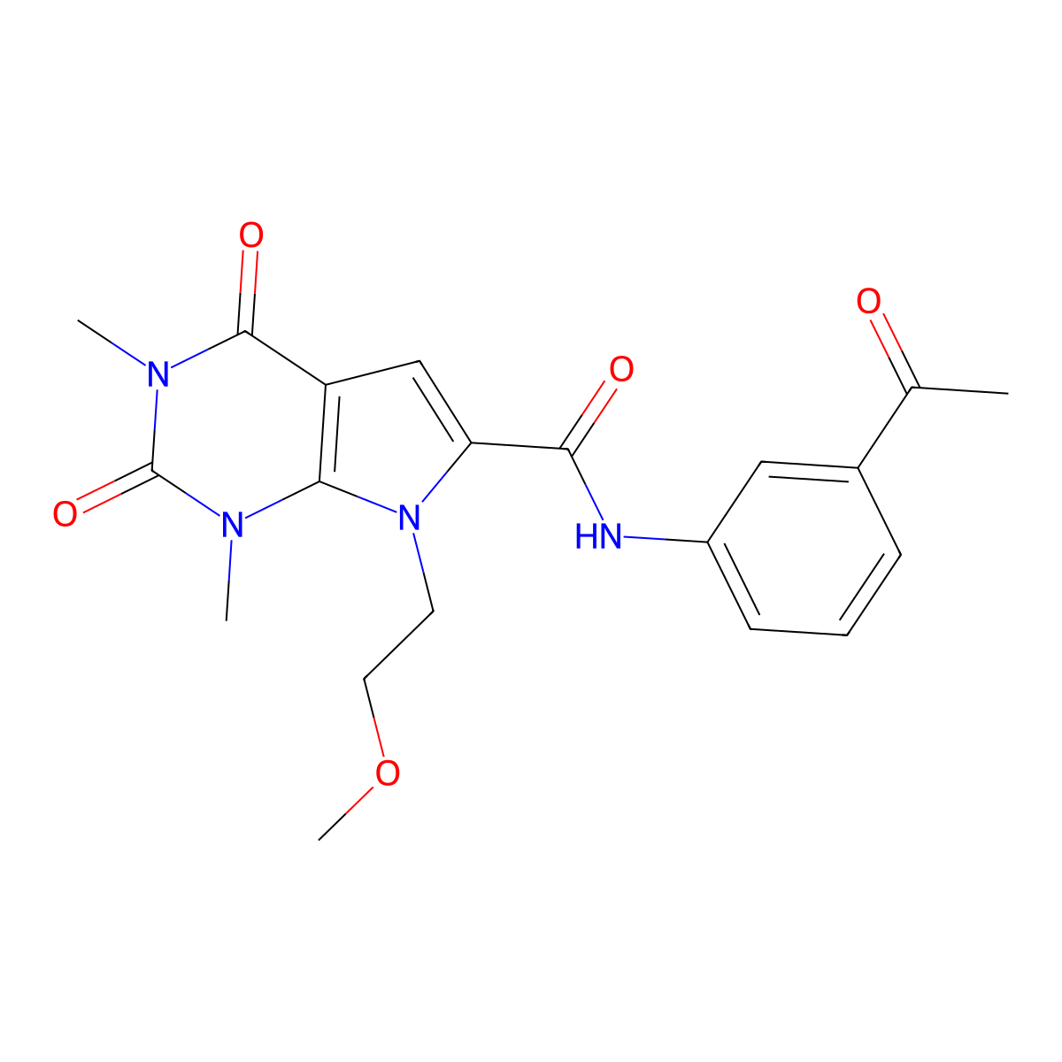 N-(3-acetylphenyl)-7-(2-methoxyethyl)-1,3-dimethyl-2,4-dioxo-2,3,4,7-tetrahydro-1H-pyrrolo[2,3-d]pyrimidine-6-carboxamide molecular structure, CAS 1021257-49-7