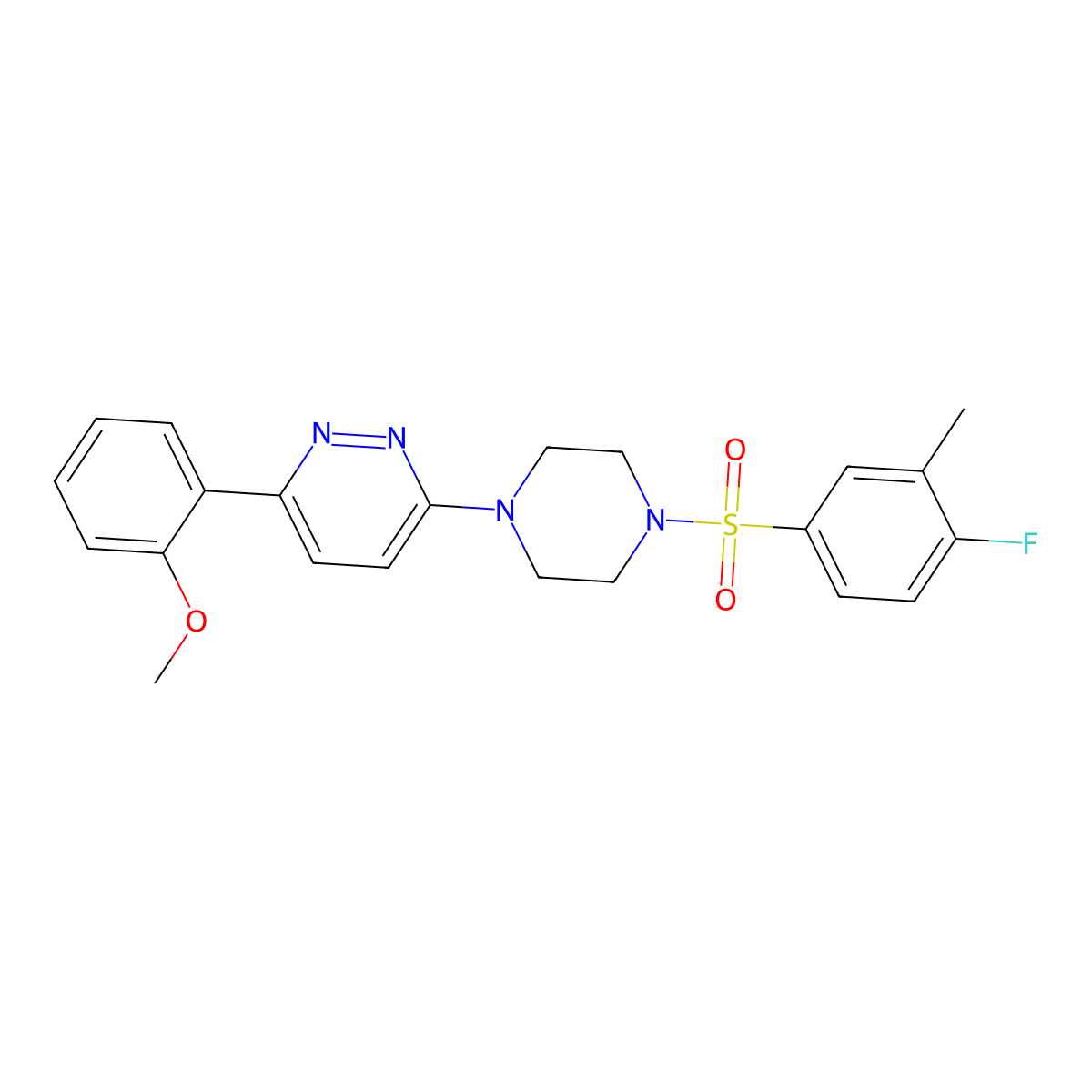 3-(4-((4-Fluoro-3-methylphenyl)sulfonyl)piperazin-1-yl)-6-(2-methoxyphenyl)pyridazine molecular structure, CAS 1021257-51-1