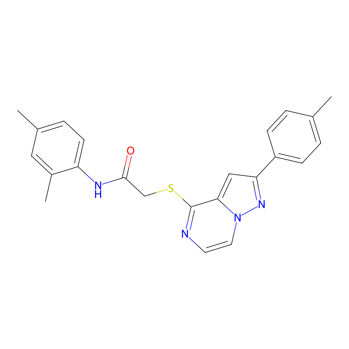 N-(2,4-Dimethylphenyl)-2-{[2-(4-methylphenyl)pyrazolo[1,5-A]pyrazin-4-YL]sulfanyl}acetamide molecular structure, CAS 1021257-56-6