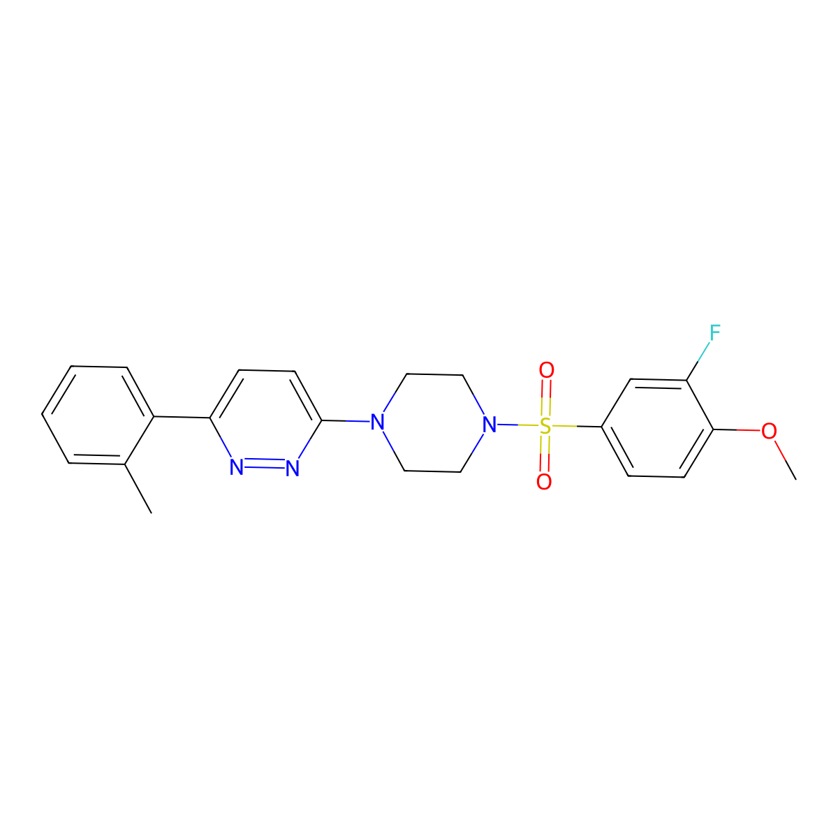 3-(4-((3-Fluoro-4-methoxyphenyl)sulfonyl)piperazin-1-yl)-6-(o-tolyl)pyridazine molecular structure, CAS 1021257-60-2