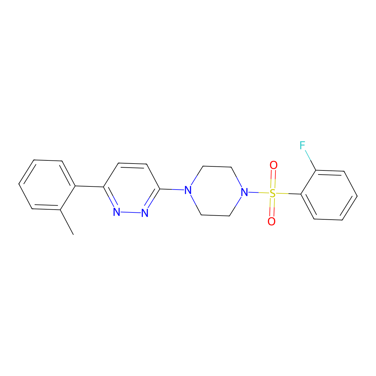 3-(4-((2-Fluorophenyl)sulfonyl)piperazin-1-yl)-6-(o-tolyl)pyridazine molecular structure, CAS 1021257-63-5
