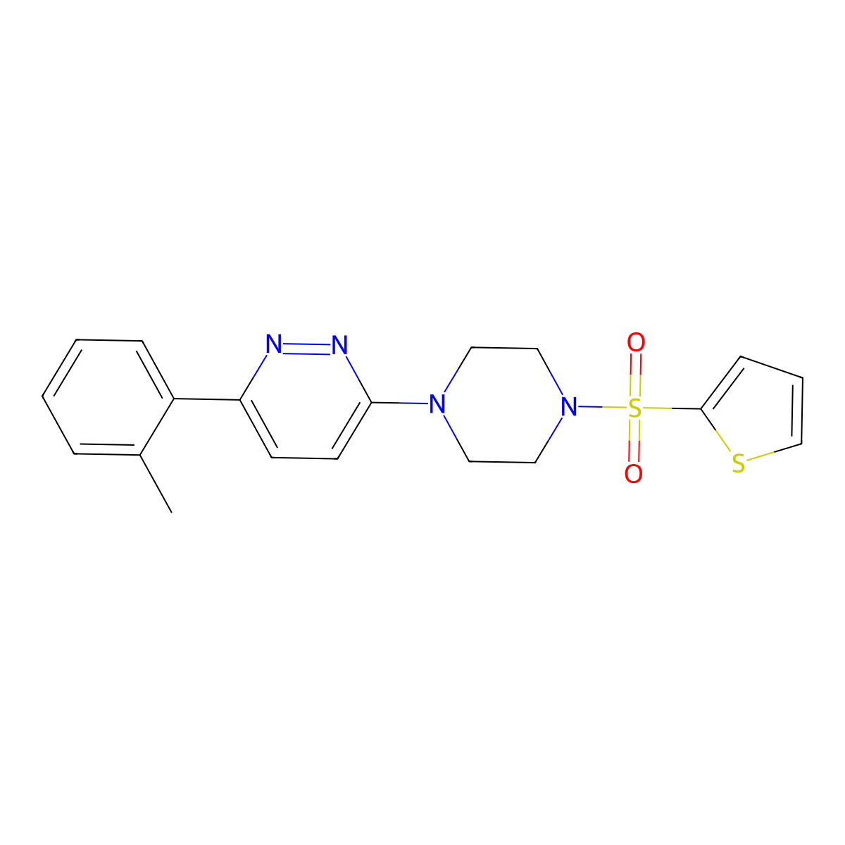 3-(2-Methylphenyl)-6-[4-(thiophene-2-sulfonyl)piperazin-1-yl]pyridazine molecular structure, CAS 1021257-66-8