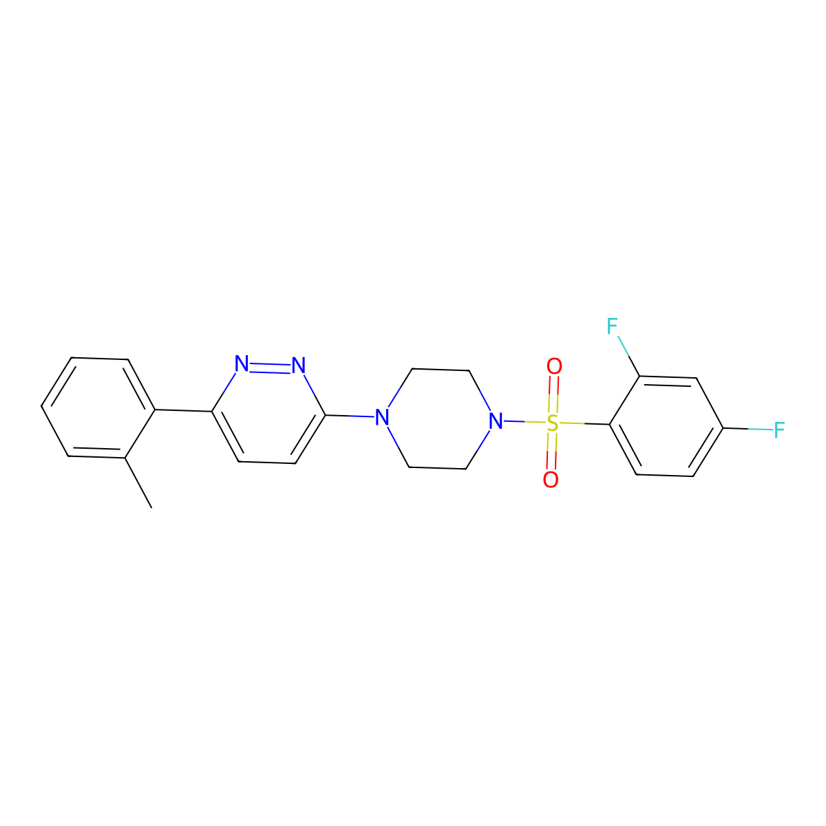 3-(4-((2,4-Difluorophenyl)sulfonyl)piperazin-1-yl)-6-(o-tolyl)pyridazine molecular structure, CAS 1021257-69-1