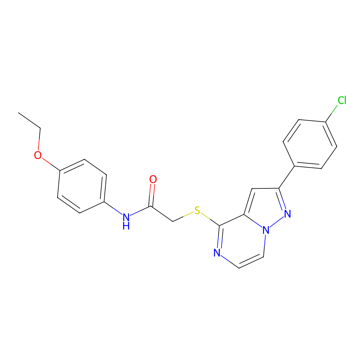 2-{[2-(4-chlorophenyl)pyrazolo[1,5-a]pyrazin-4-yl]sulfanyl}-N-(4-ethoxyphenyl)acetamide molecular structure, CAS 1021257-86-2