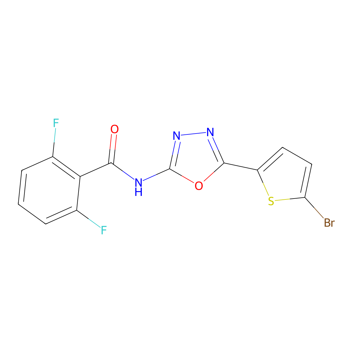 N-[5-(5-bromothiophen-2-yl)-1,3,4-oxadiazol-2-yl]-2,6-difluorobenzamide molecular structure, CAS 1021258-01-4