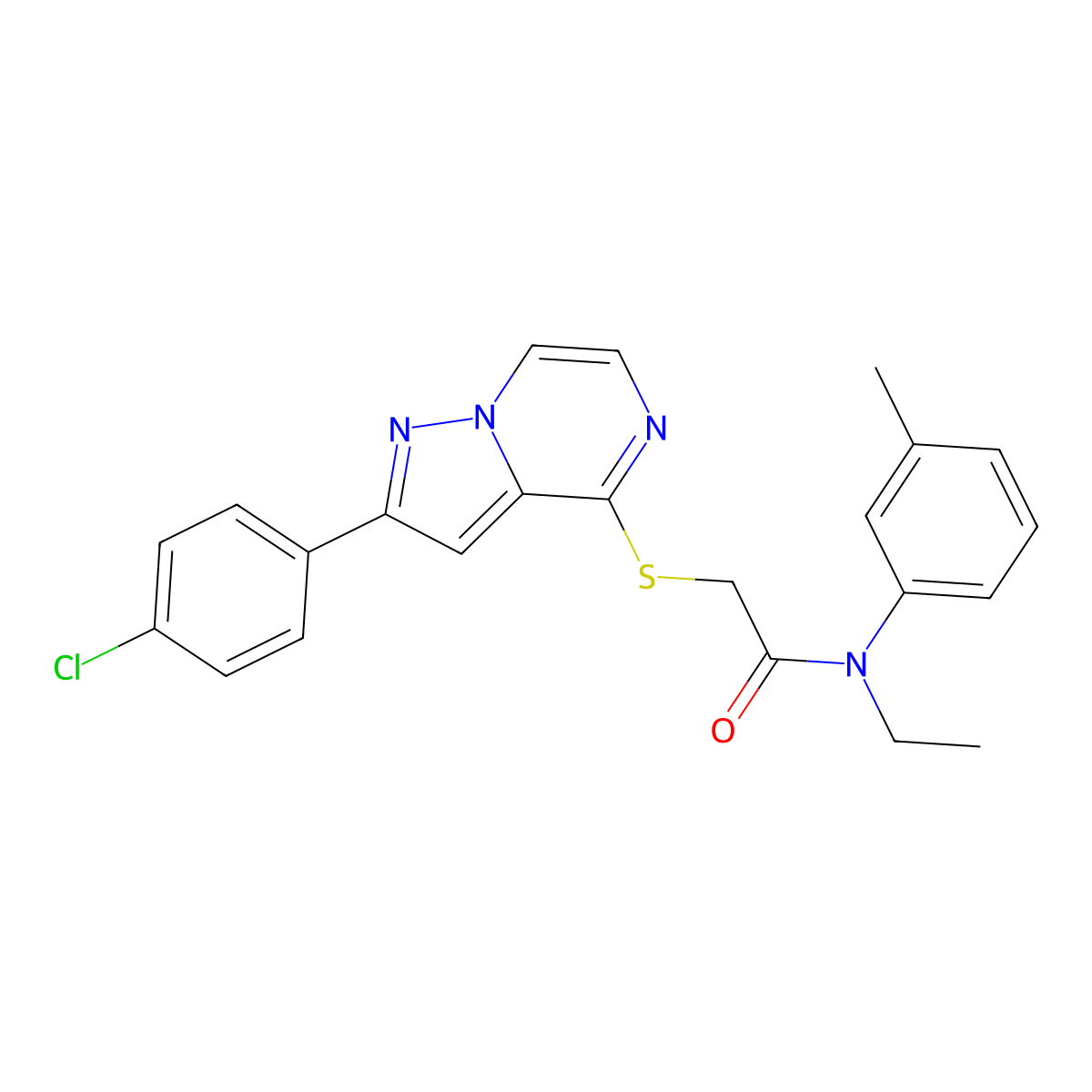 2-{[2-(4-chlorophenyl)pyrazolo[1,5-a]pyrazin-4-yl]sulfanyl}-N-ethyl-N-(3-methylphenyl)acetamide molecular structure, CAS 1021258-05-8