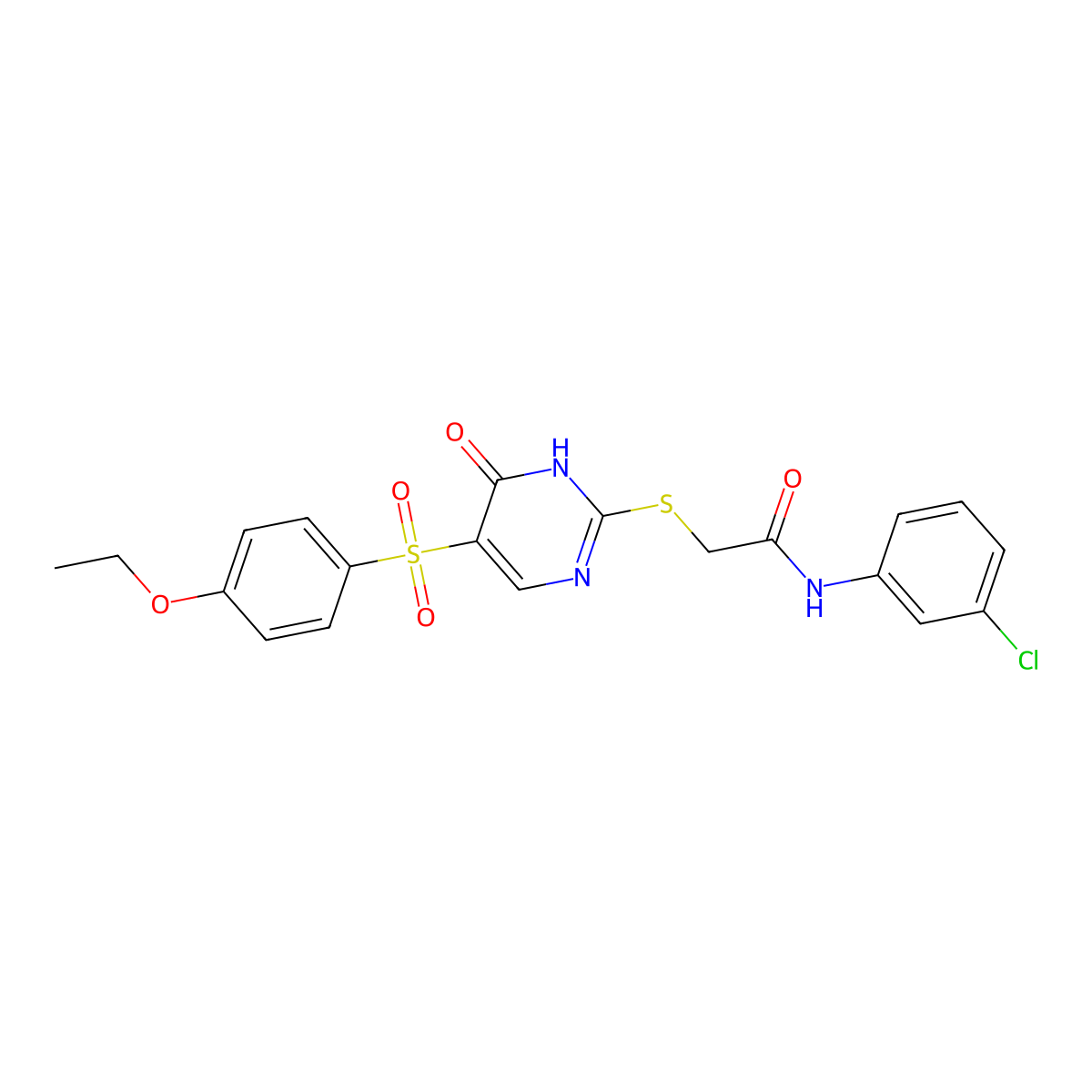 N-(3-chlorophenyl)-2-{[5-(4-ethoxybenzenesulfonyl)-6-oxo-1,6-dihydropyrimidin-2-yl]sulfanyl}acetamide molecular structure, CAS 1021258-11-6