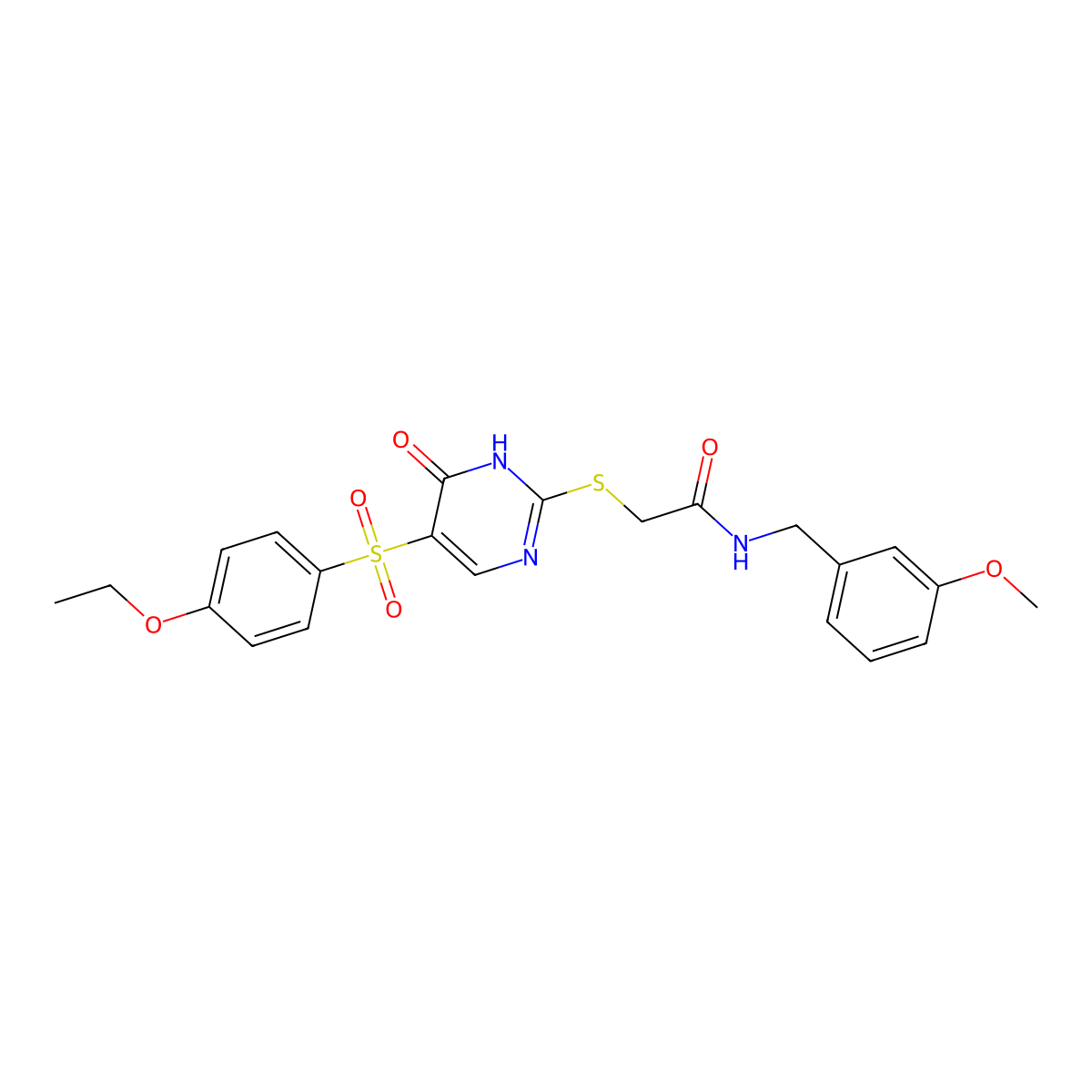 2-{[5-(4-ethoxybenzenesulfonyl)-6-oxo-1,6-dihydropyrimidin-2-yl]sulfanyl}-N-[(3-methoxyphenyl)methyl]acetamide molecular structure, CAS 1021258-13-8