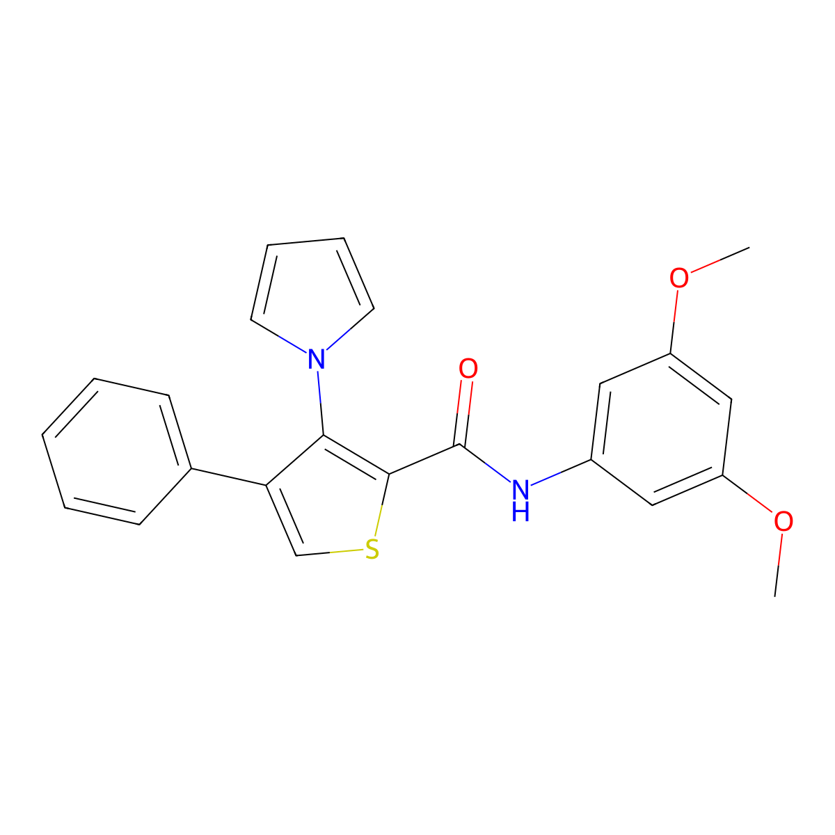 N-(3,5-dimethoxyphenyl)-4-phenyl-3-(1H-pyrrol-1-yl)thiophene-2-carboxamide molecular structure, CAS 1021258-15-0