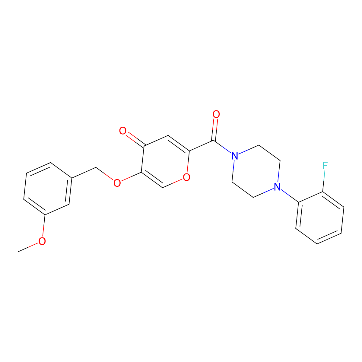 2-(4-(2-fluorophenyl)piperazine-1-carbonyl)-5-((3-methoxybenzyl)oxy)-4H-pyran-4-one molecular structure, CAS 1021258-17-2
