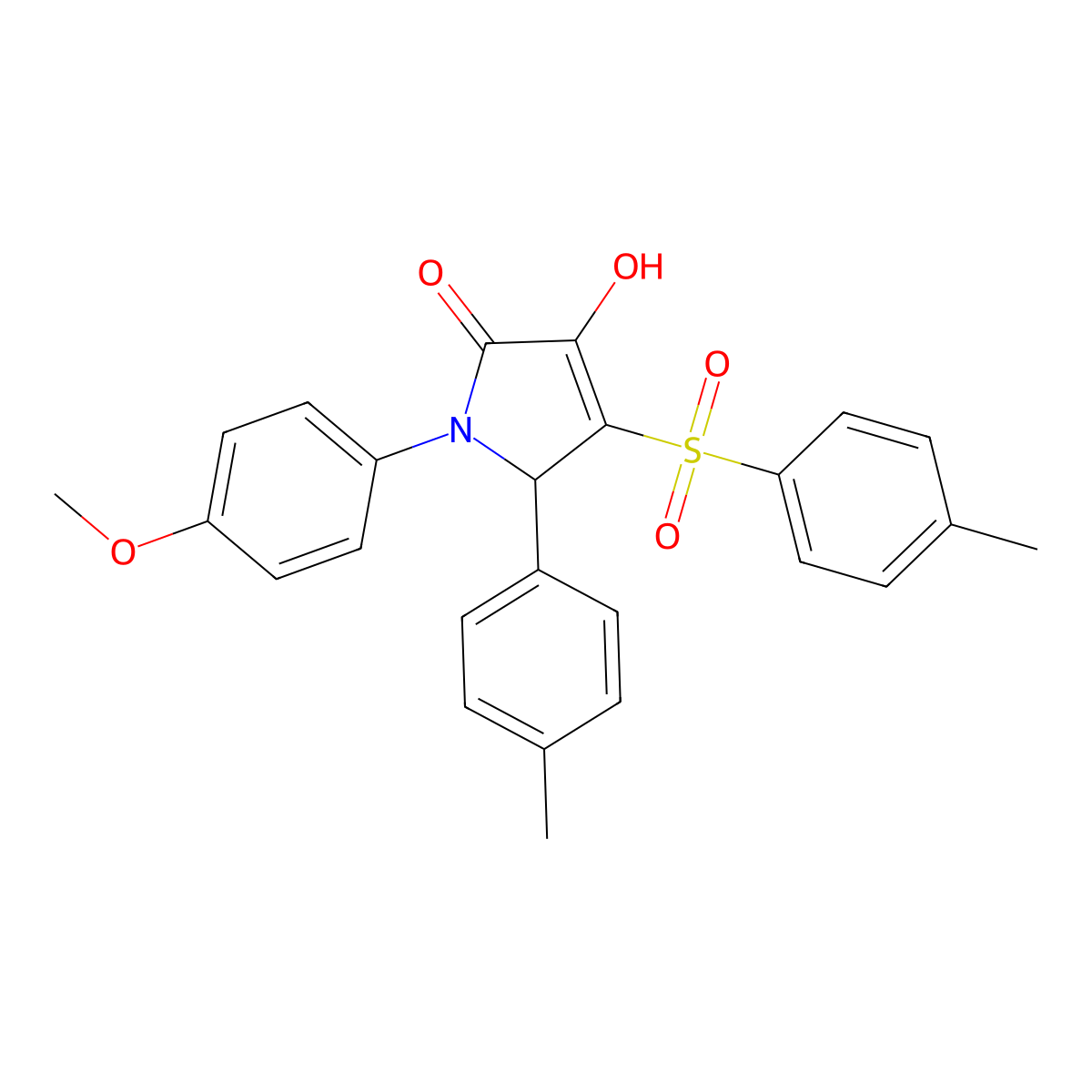 3-hydroxy-1-(4-methoxyphenyl)-5-(p-tolyl)-4-tosyl-1H-pyrrol-2(5H)-one molecular structure, CAS 1021258-26-3