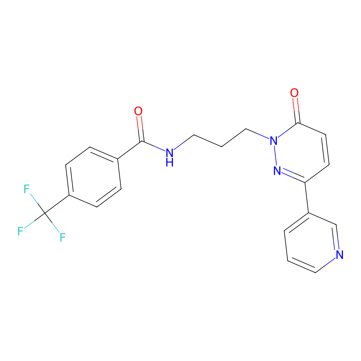 N-(3-(6-oxo-3-(pyridin-3-yl)pyridazin-1(6H)-yl)propyl)-4-(trifluoromethyl)benzamide molecular structure, CAS 1021258-45-6