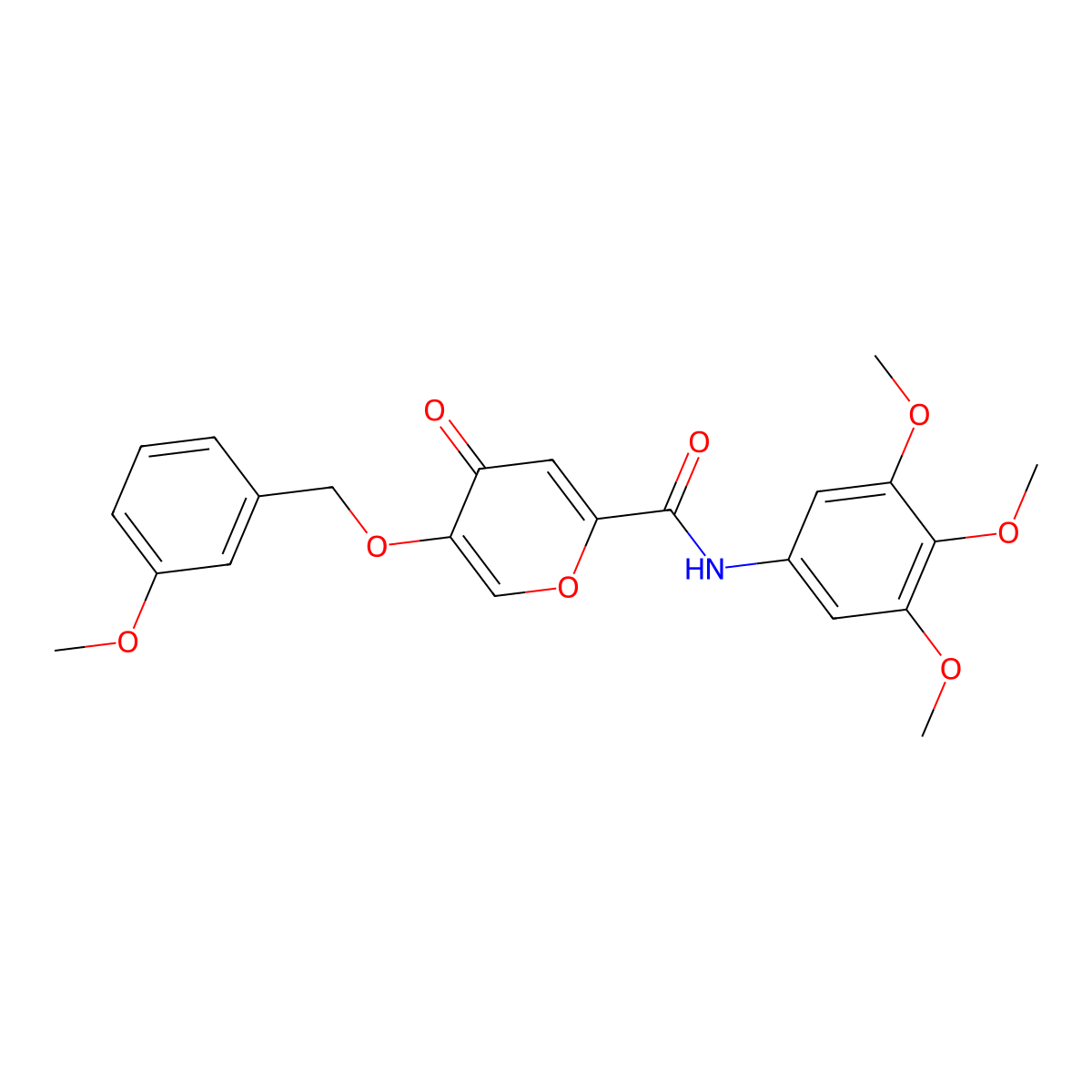 5-((3-methoxybenzyl)oxy)-4-oxo-N-(3,4,5-trimethoxyphenyl)-4H-pyran-2-carboxamide molecular structure, CAS 1021258-46-7