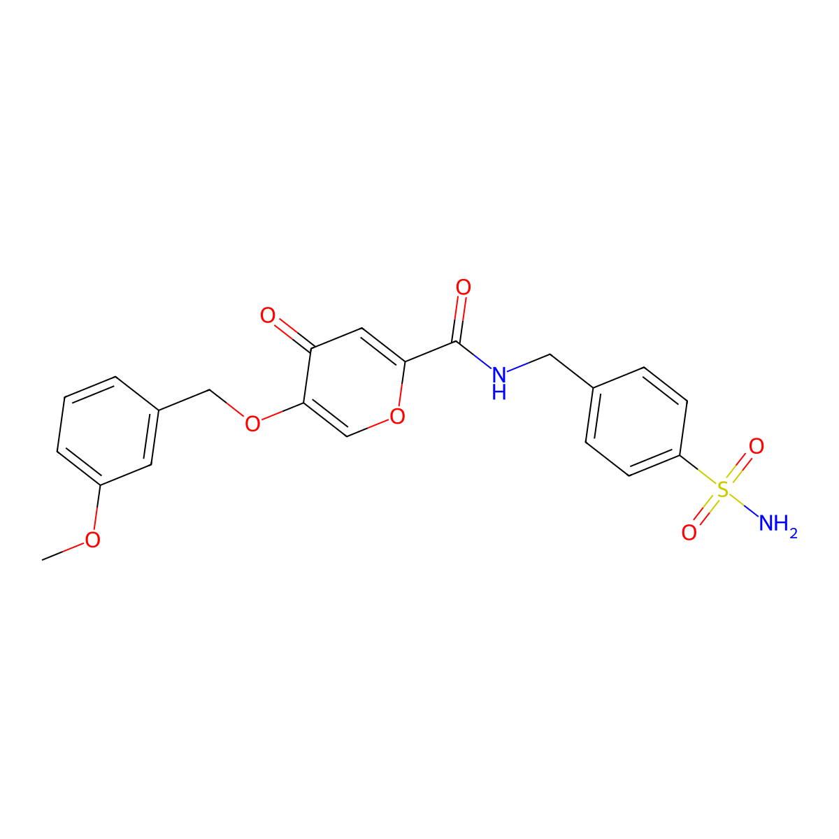 5-((3-methoxybenzyl)oxy)-4-oxo-N-(4-sulfamoylbenzyl)-4H-pyran-2-carboxamide molecular structure, CAS 1021258-51-4