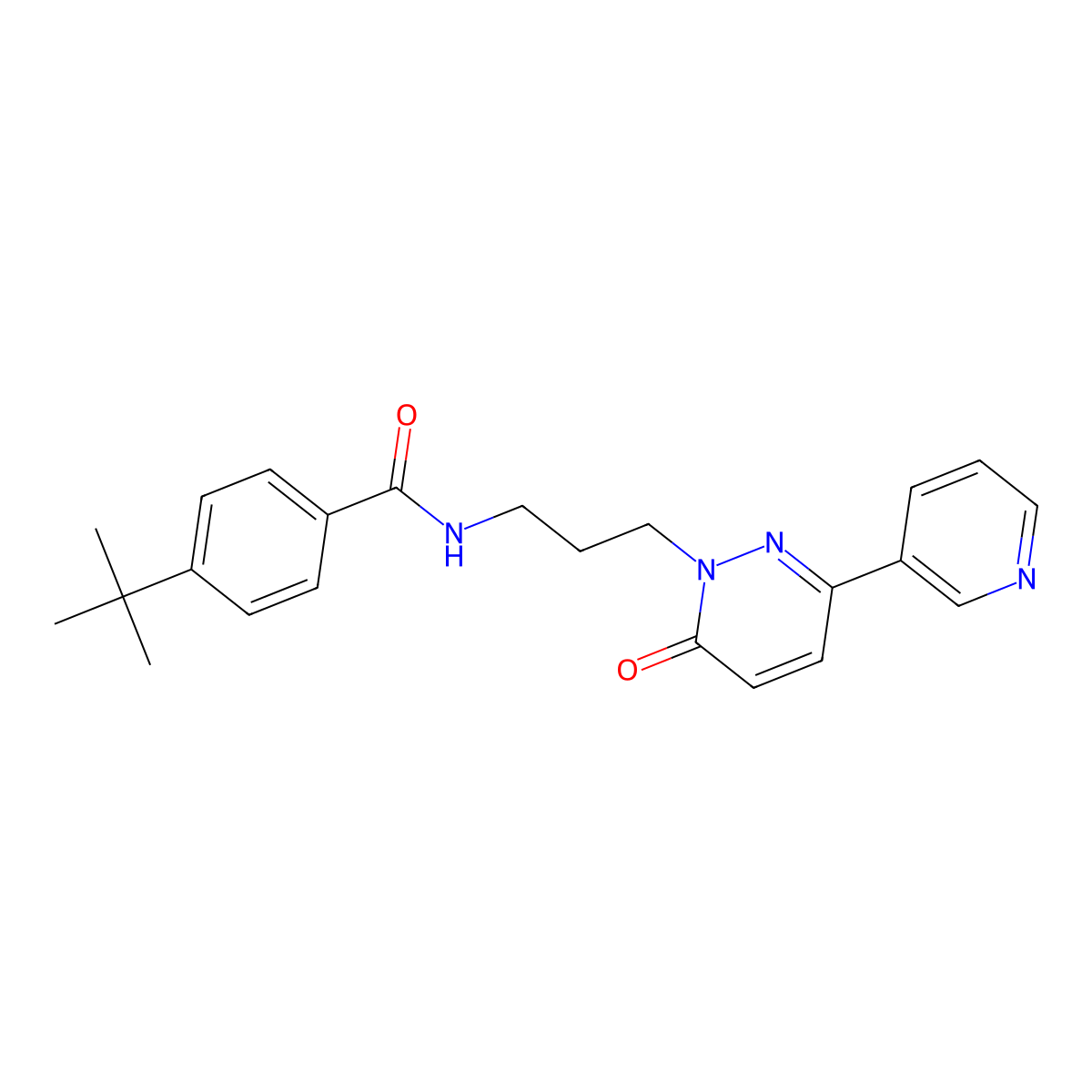 4-(tert-butyl)-N-(3-(6-oxo-3-(pyridin-3-yl)pyridazin-1(6H)-yl)propyl)benzamide molecular structure, CAS 1021258-54-7